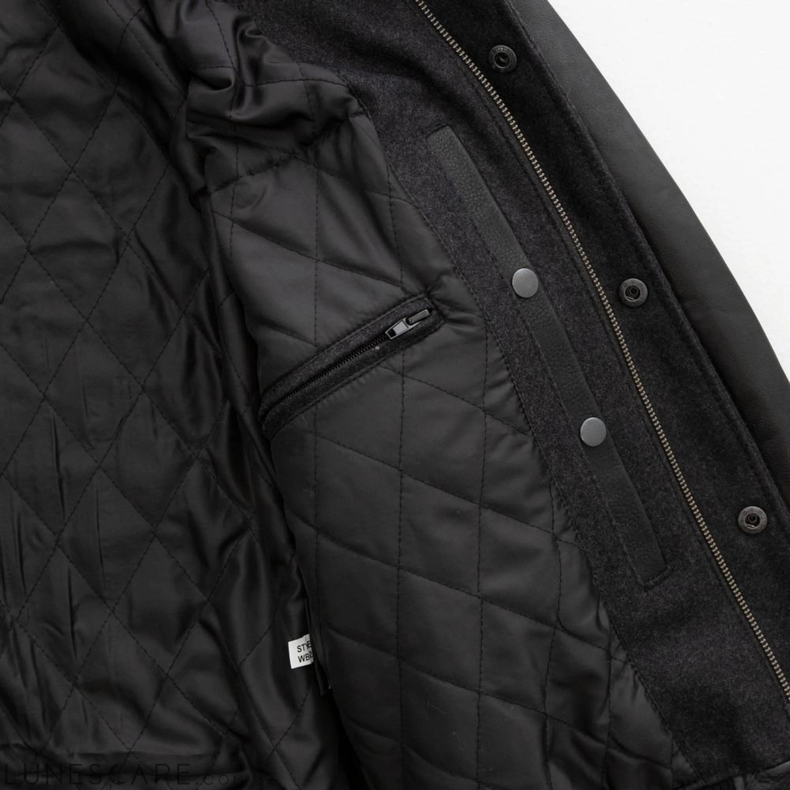 Varsity - Men's Woolen Jacket with Leather Sleeves LUNESCAPE