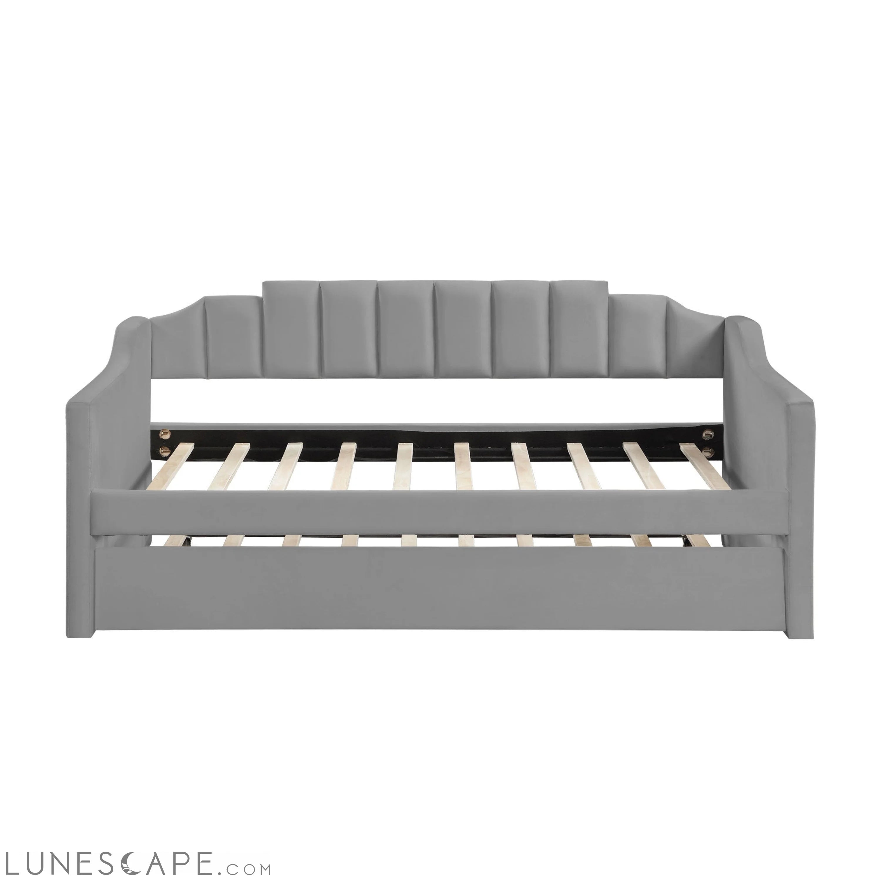 Velvet Daybed with Trundle Upholstered Tufted Sofa Bed, both Twin LUNESCAPE