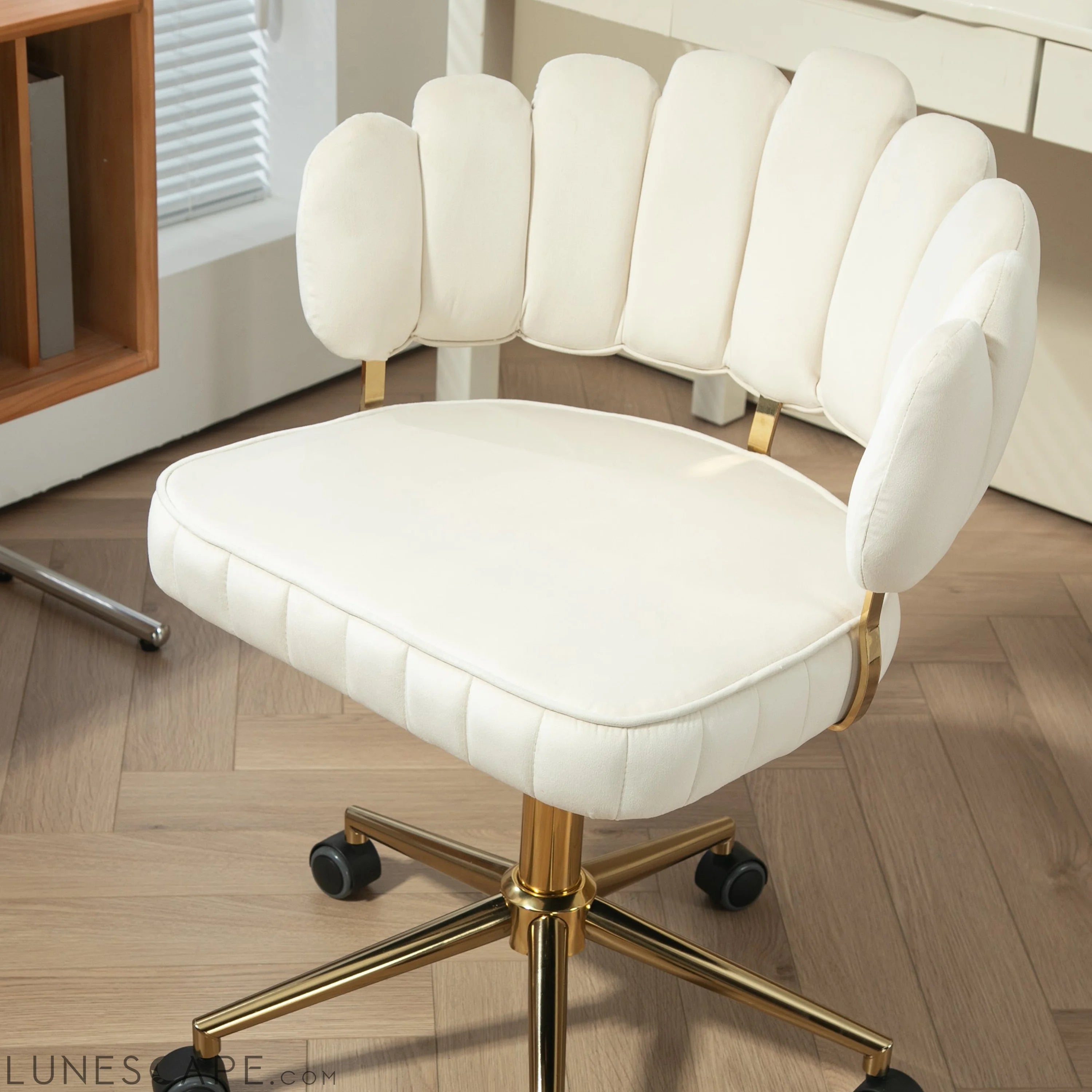 Velvet Home Office Desk Chair, Modern Cute Computer Chair, Wheels LUNESCAPE