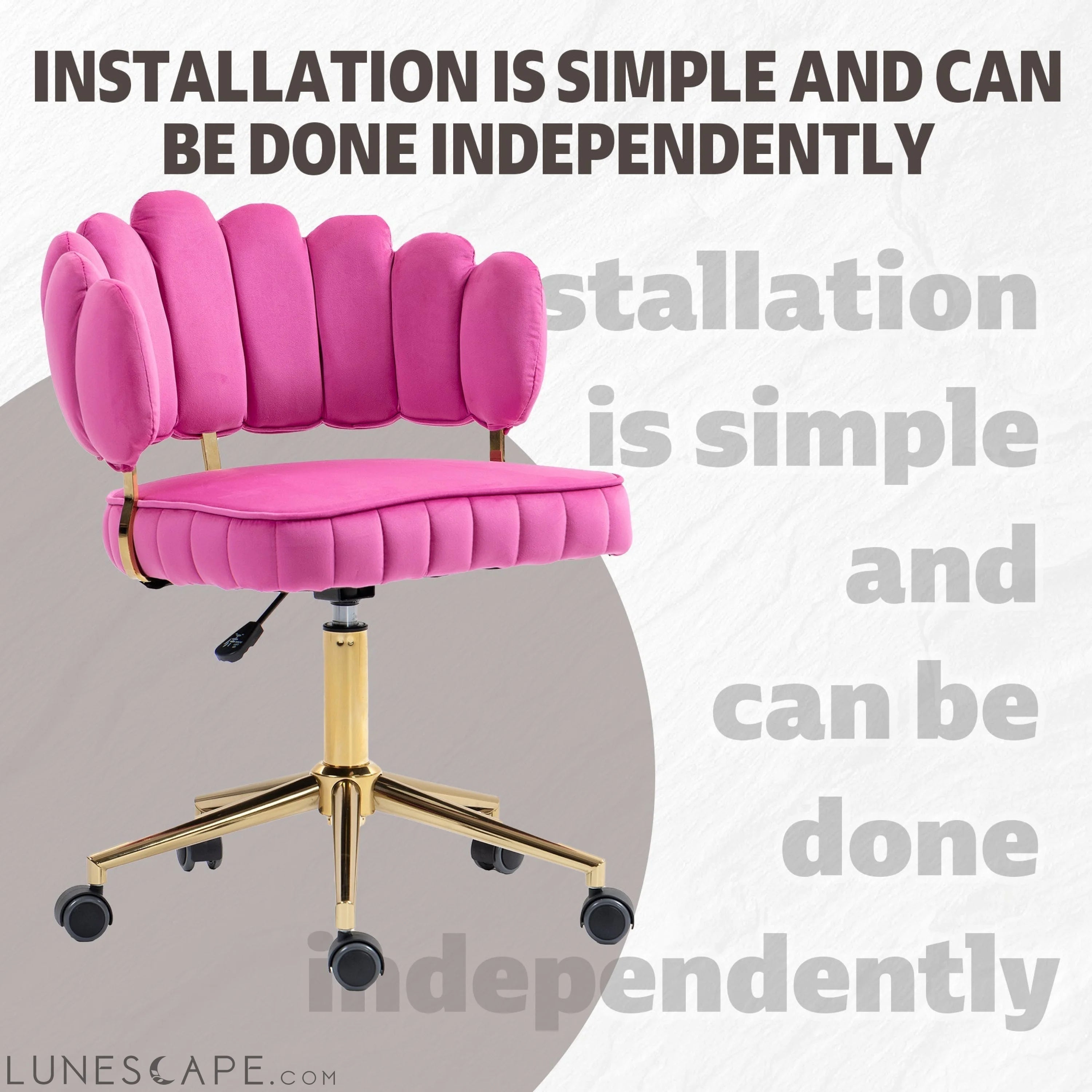 Velvet Home Office Desk Chair, Modern Cute Computer Chair, Wheels LUNESCAPE