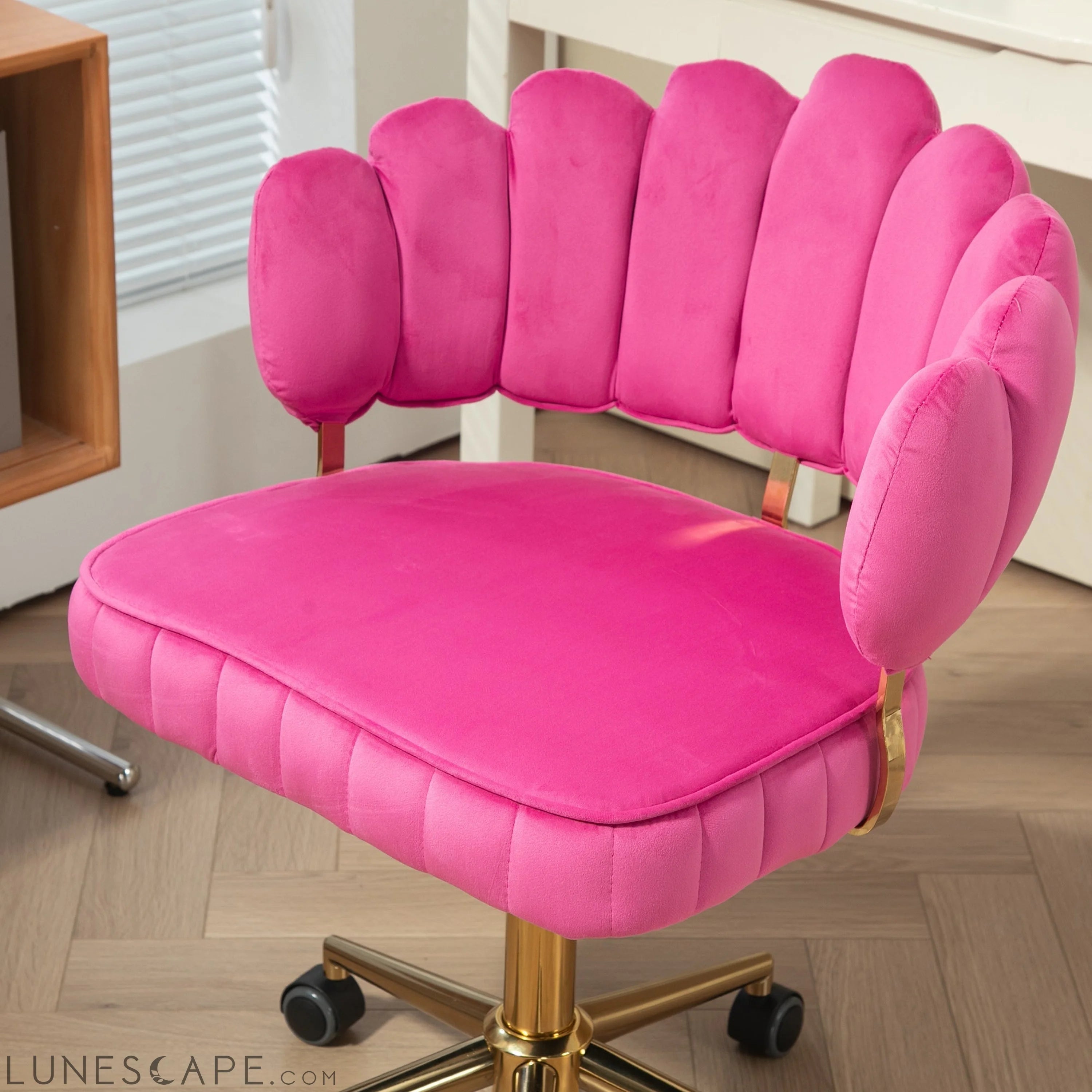 Velvet Home Office Desk Chair, Modern Cute Computer Chair, Wheels LUNESCAPE