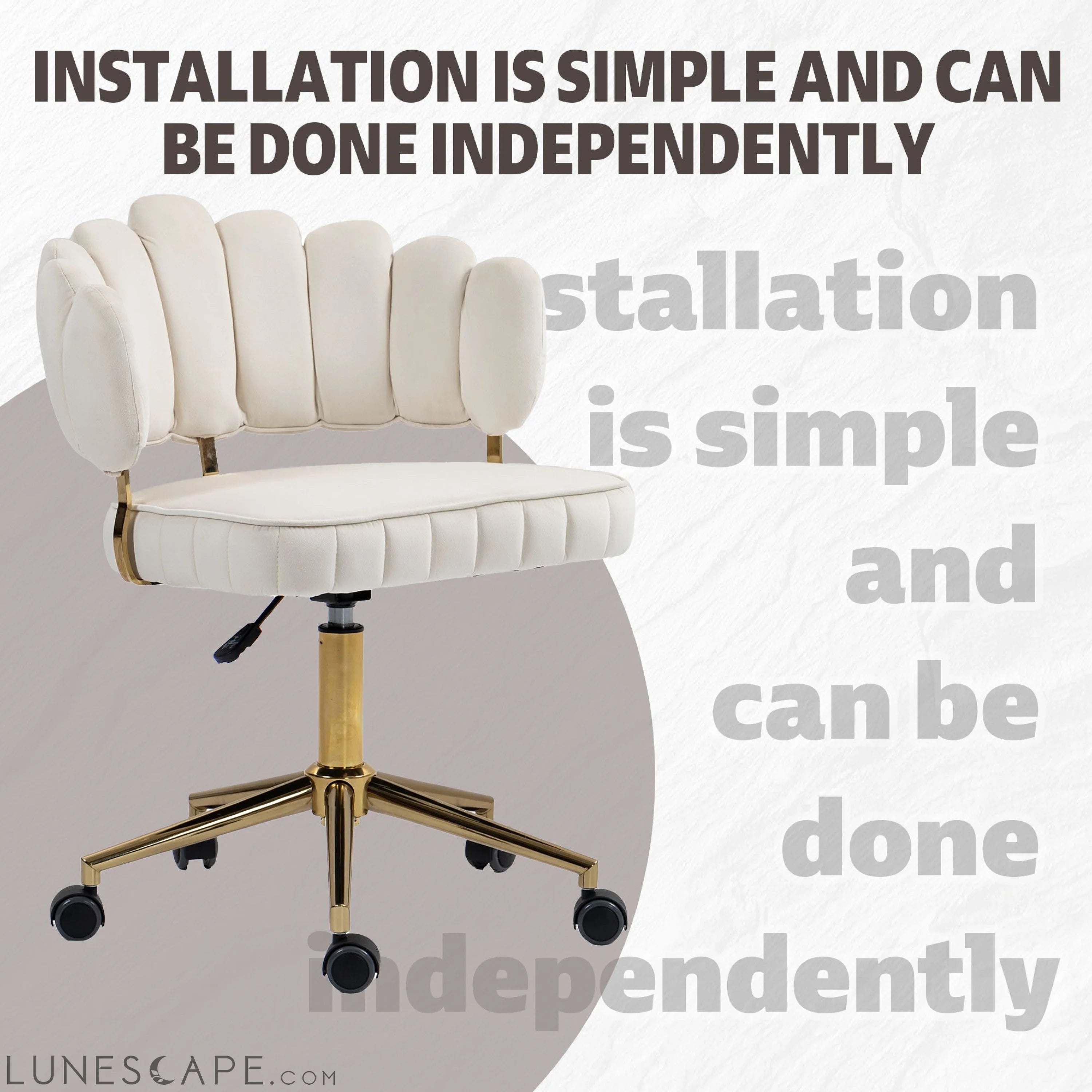 Velvet Home Office Desk Chair, Modern Cute Computer Chair, Wheels LUNESCAPE