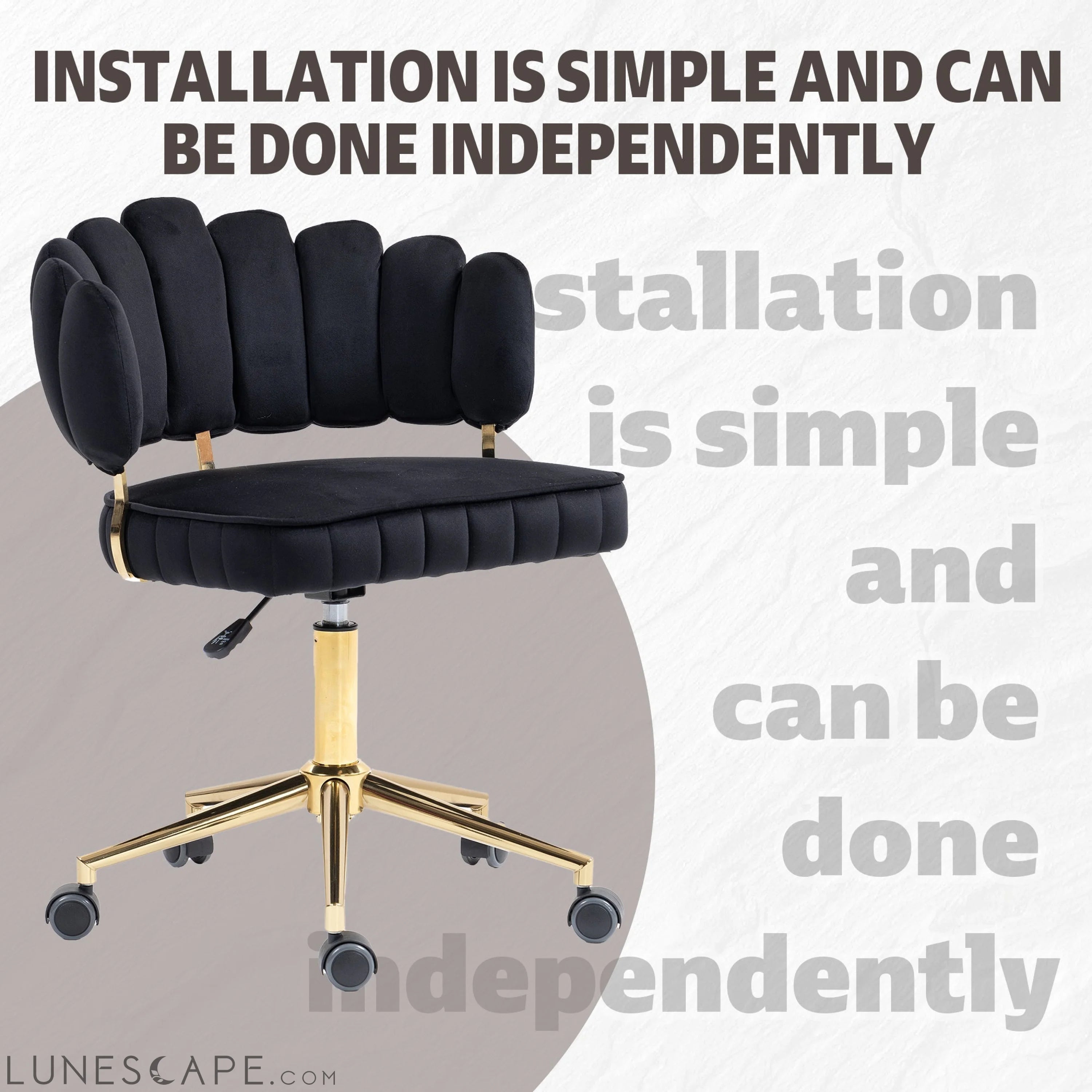 Velvet Home Office Desk Chair, Modern Cute Computer Chair, Wheels LUNESCAPE