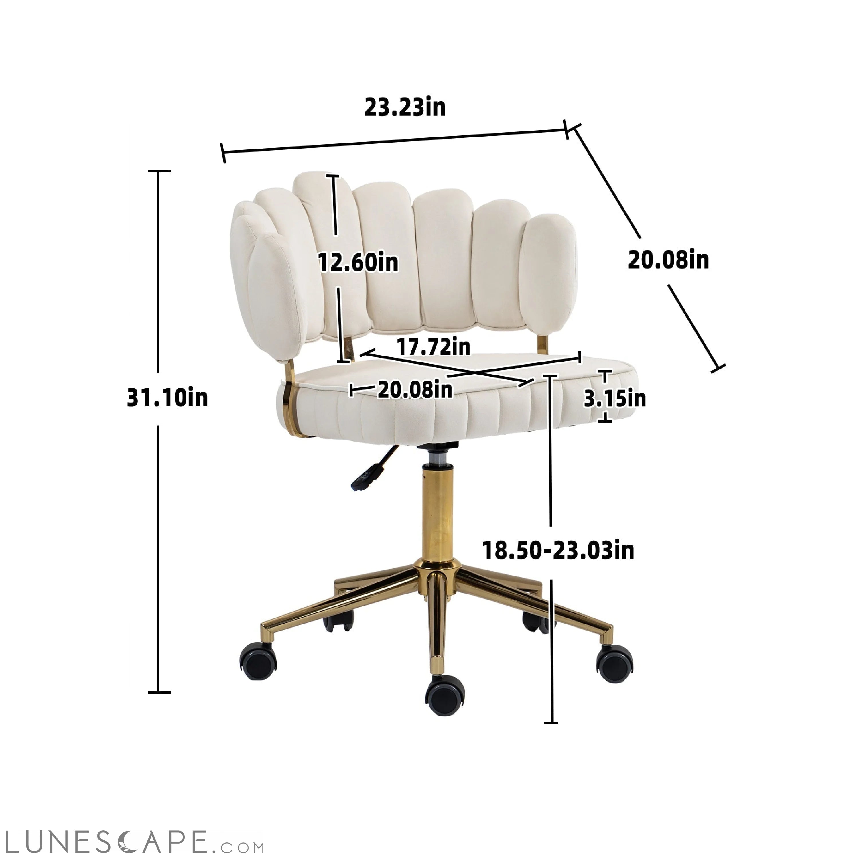 Velvet Home Office Desk Chair, Modern Cute Computer Chair, Wheels LUNESCAPE
