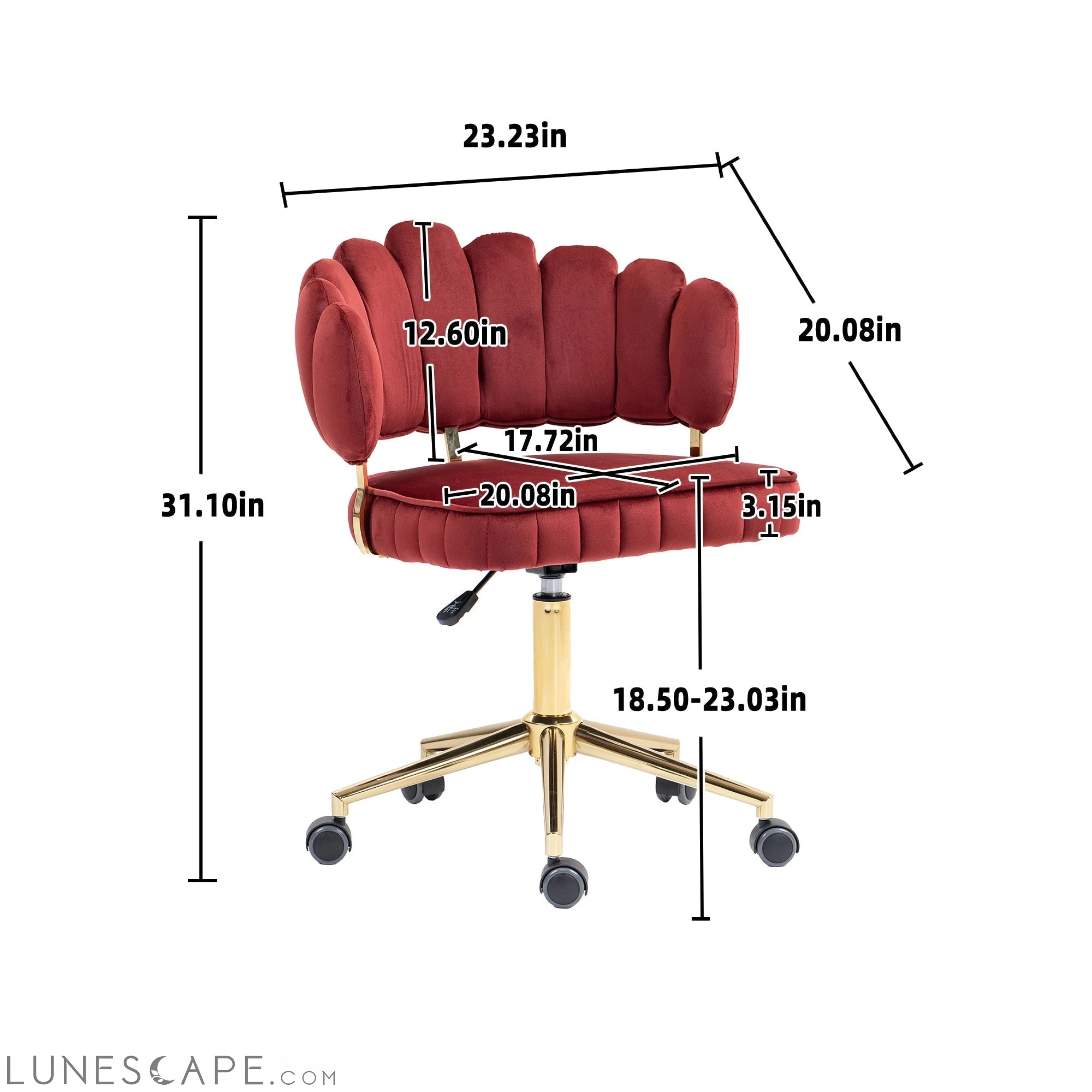 Velvet Home Office Desk Chair, Modern Cute Computer Chair, Wheels LUNESCAPE