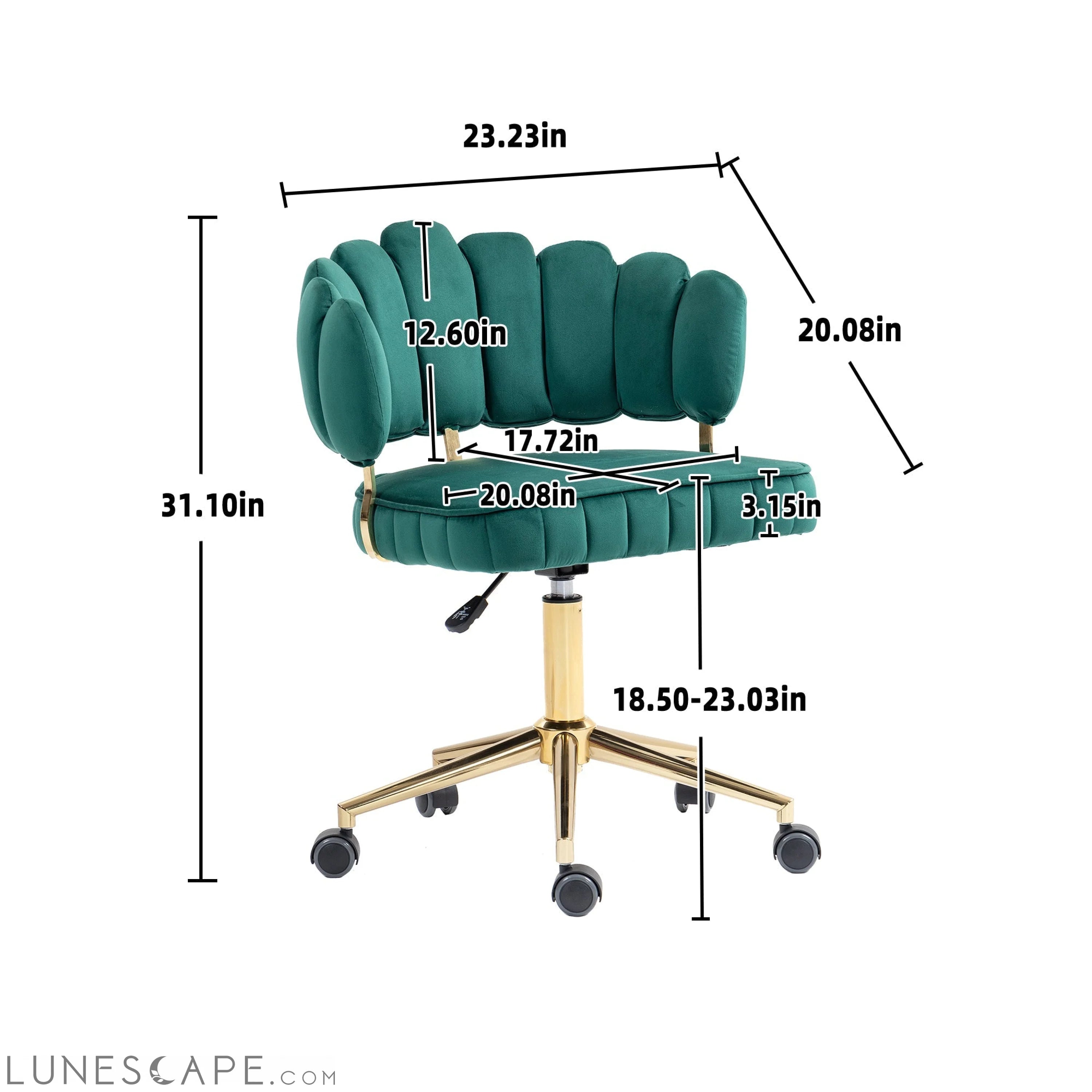 Velvet Home Office Desk Chair, Modern Cute Computer Chair, Wheels LUNESCAPE