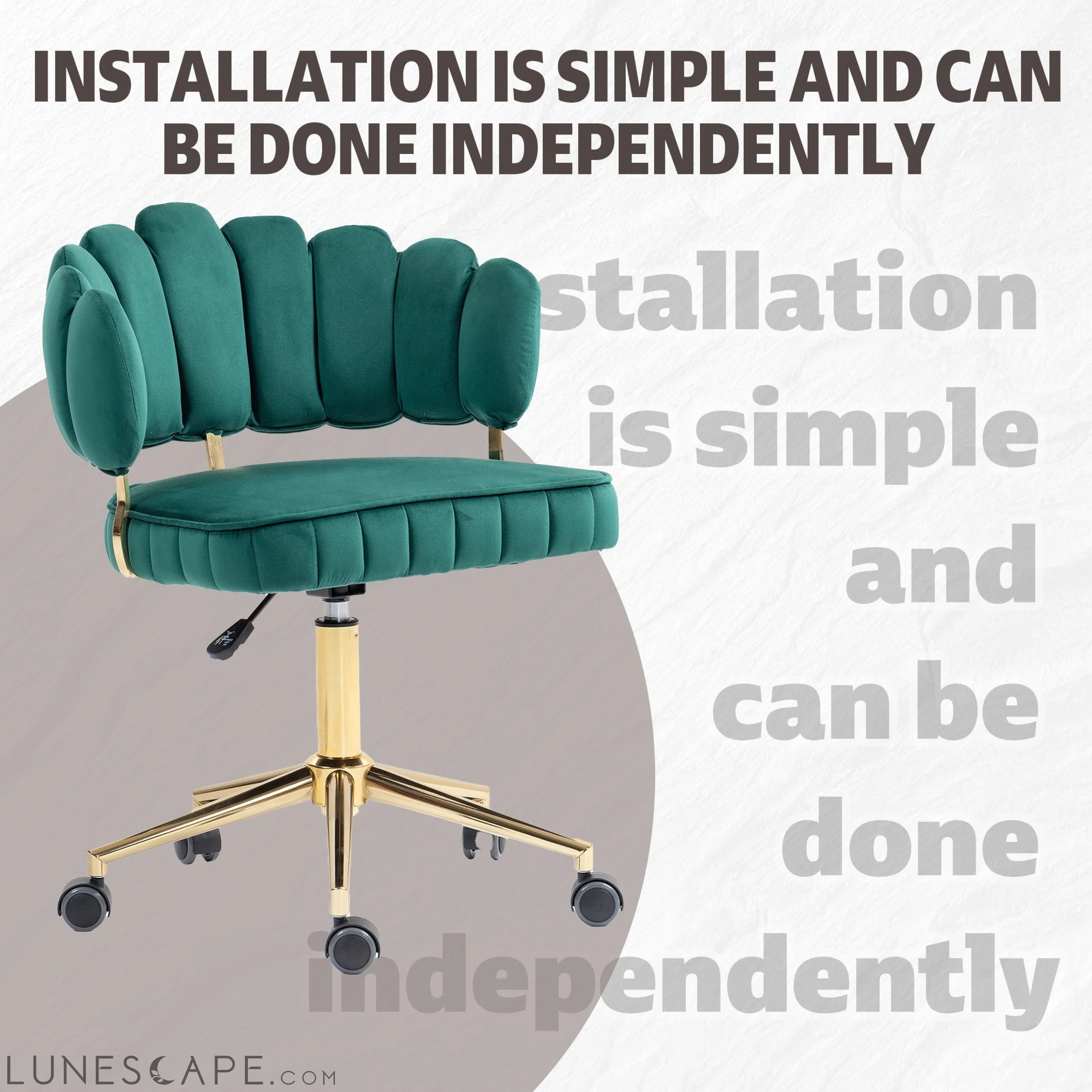 Velvet Home Office Desk Chair, Modern Cute Computer Chair, Wheels LUNESCAPE