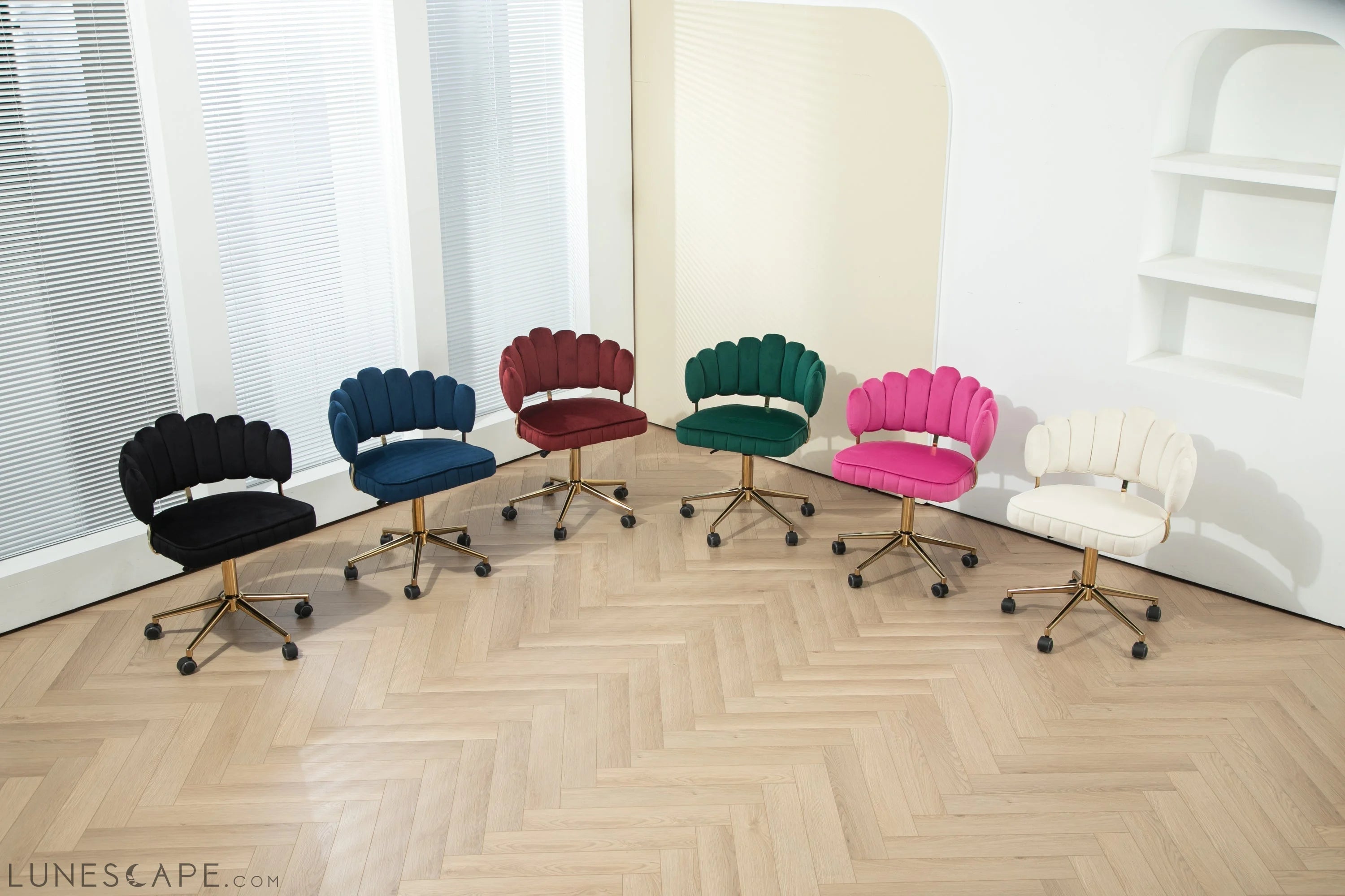 Velvet Home Office Desk Chair, Modern Cute Computer Chair, Wheels LUNESCAPE