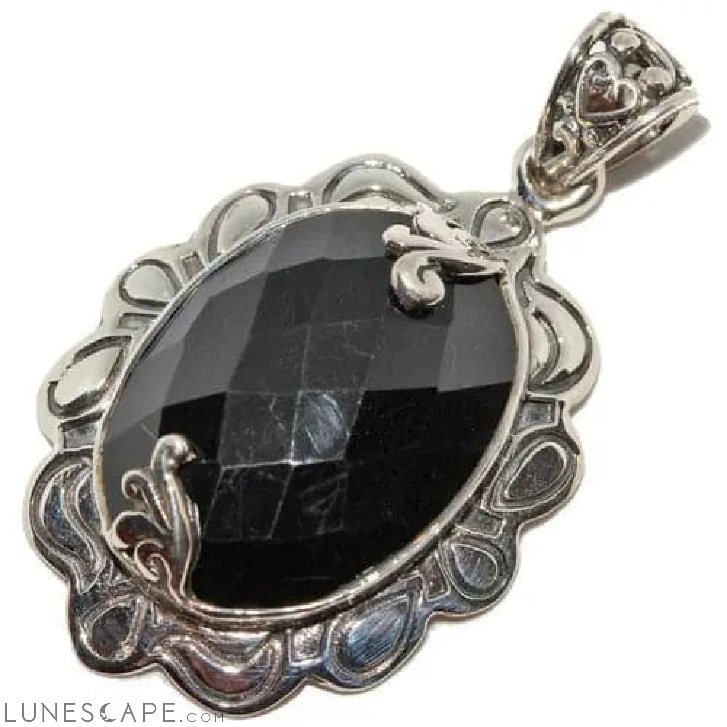 Victorian Style Black Onyx Oxidized Pendant LUNESCAPE