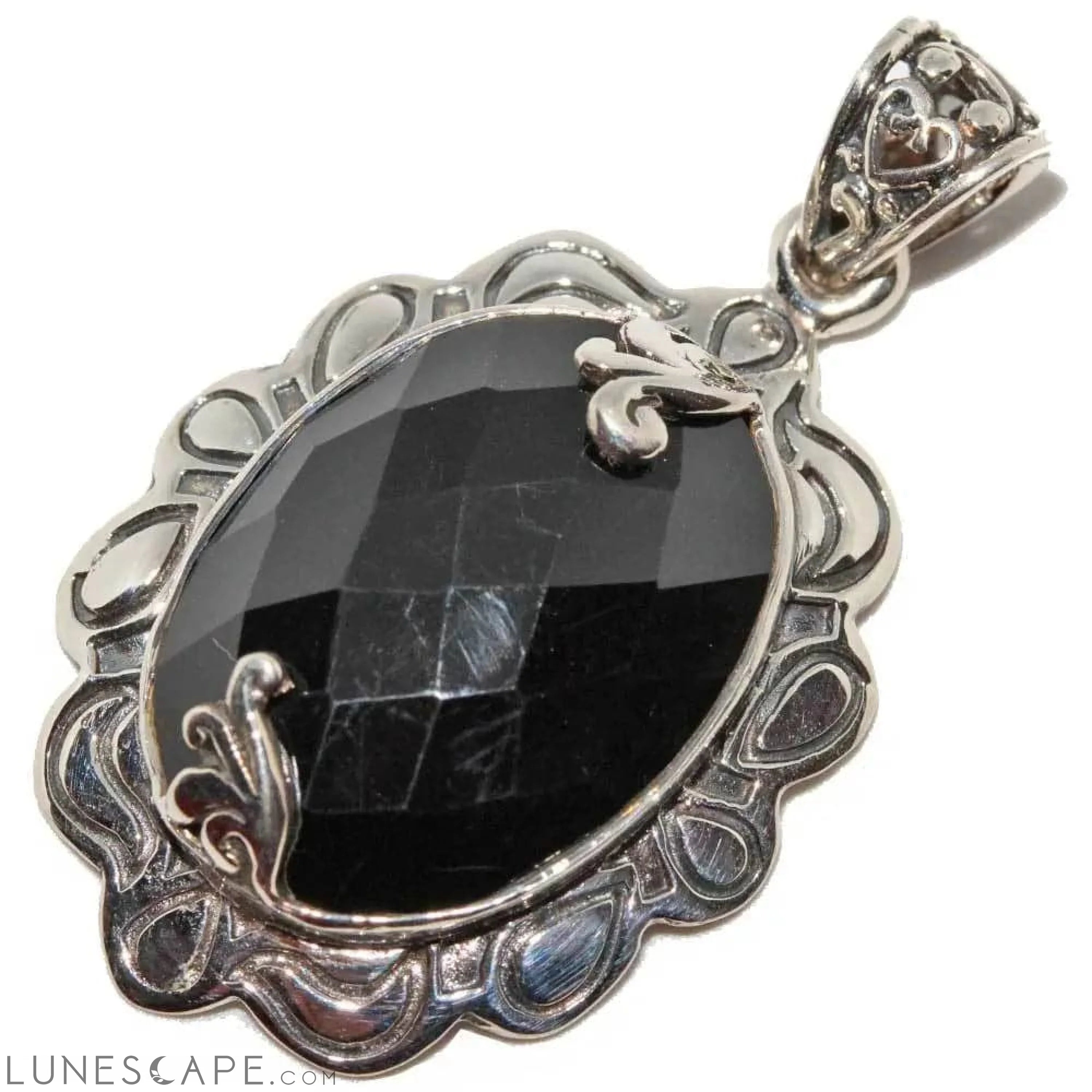 Victorian Style Black Onyx Oxidized Pendant LUNESCAPE