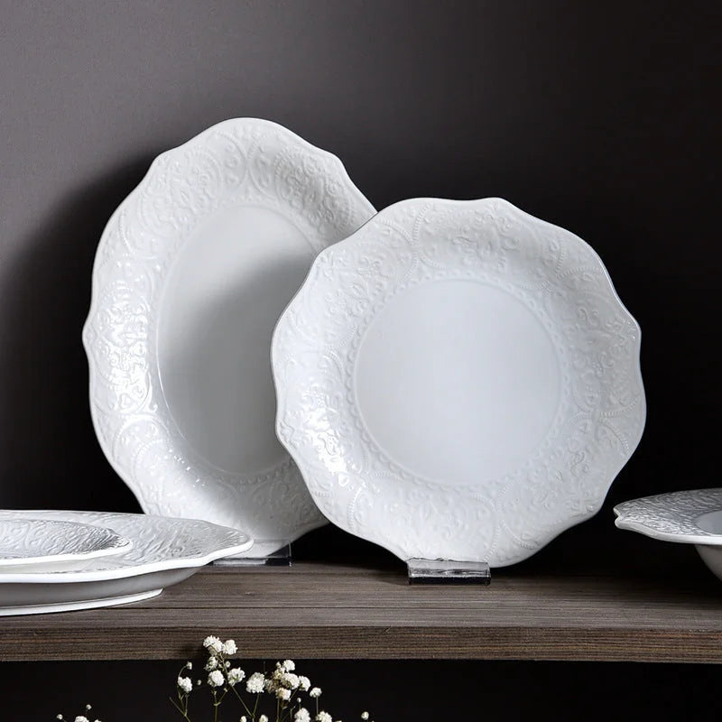 Vintage Lace Nordic Ceramic Dinner Plate Microwave Safe LUNESCAPE