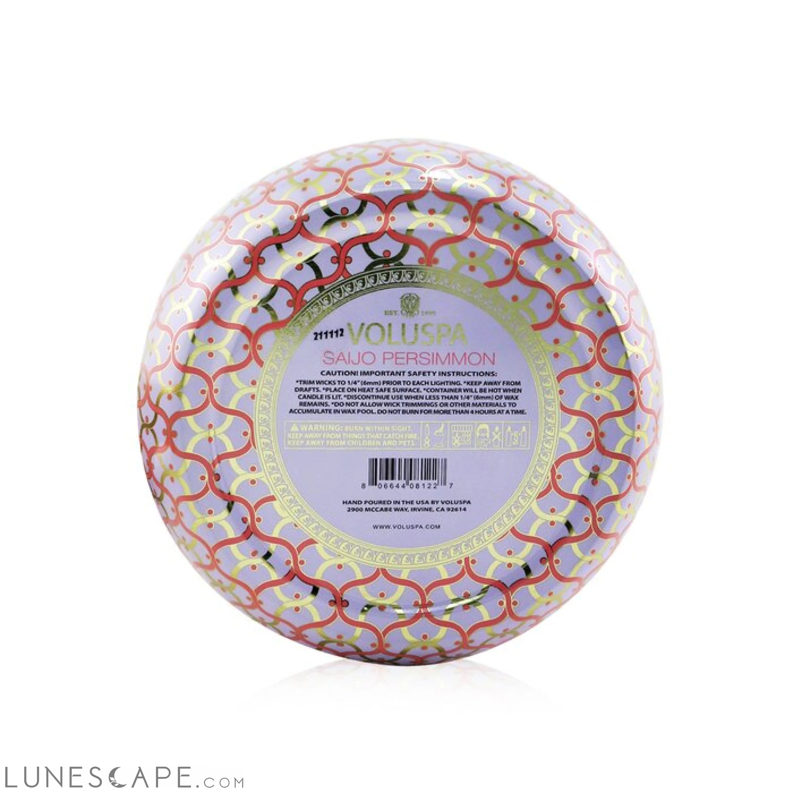 VOLUSPA - 3 Wick Decorative Tin Candle - Saijo Persimmon LUNESCAPE