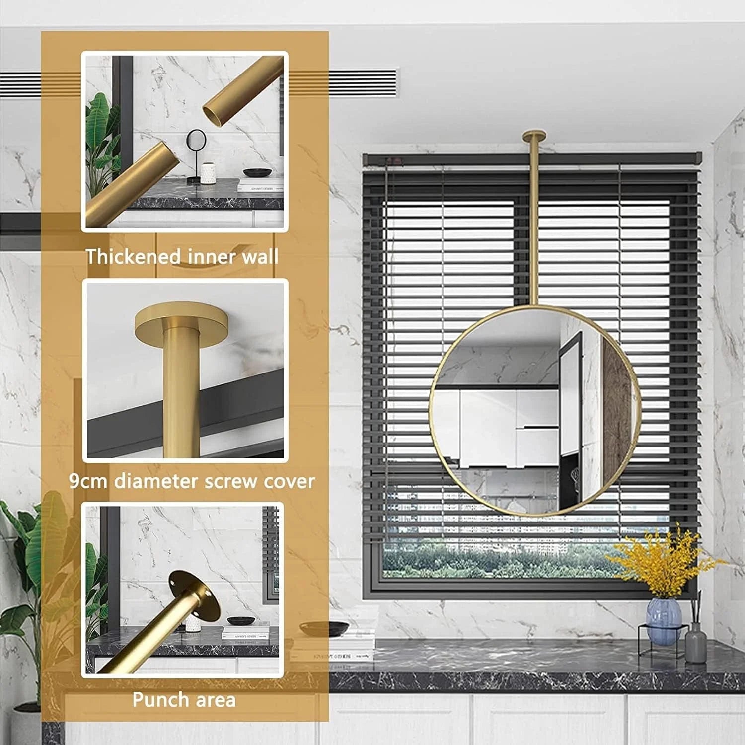 Wall Mounted Mirror, Hanging Mirror Bathroom Vanity LUNESCAPE