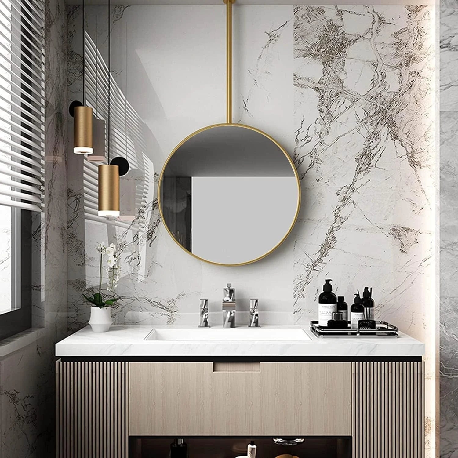 Wall Mounted Mirror with Hanging Rod LUNESCAPE