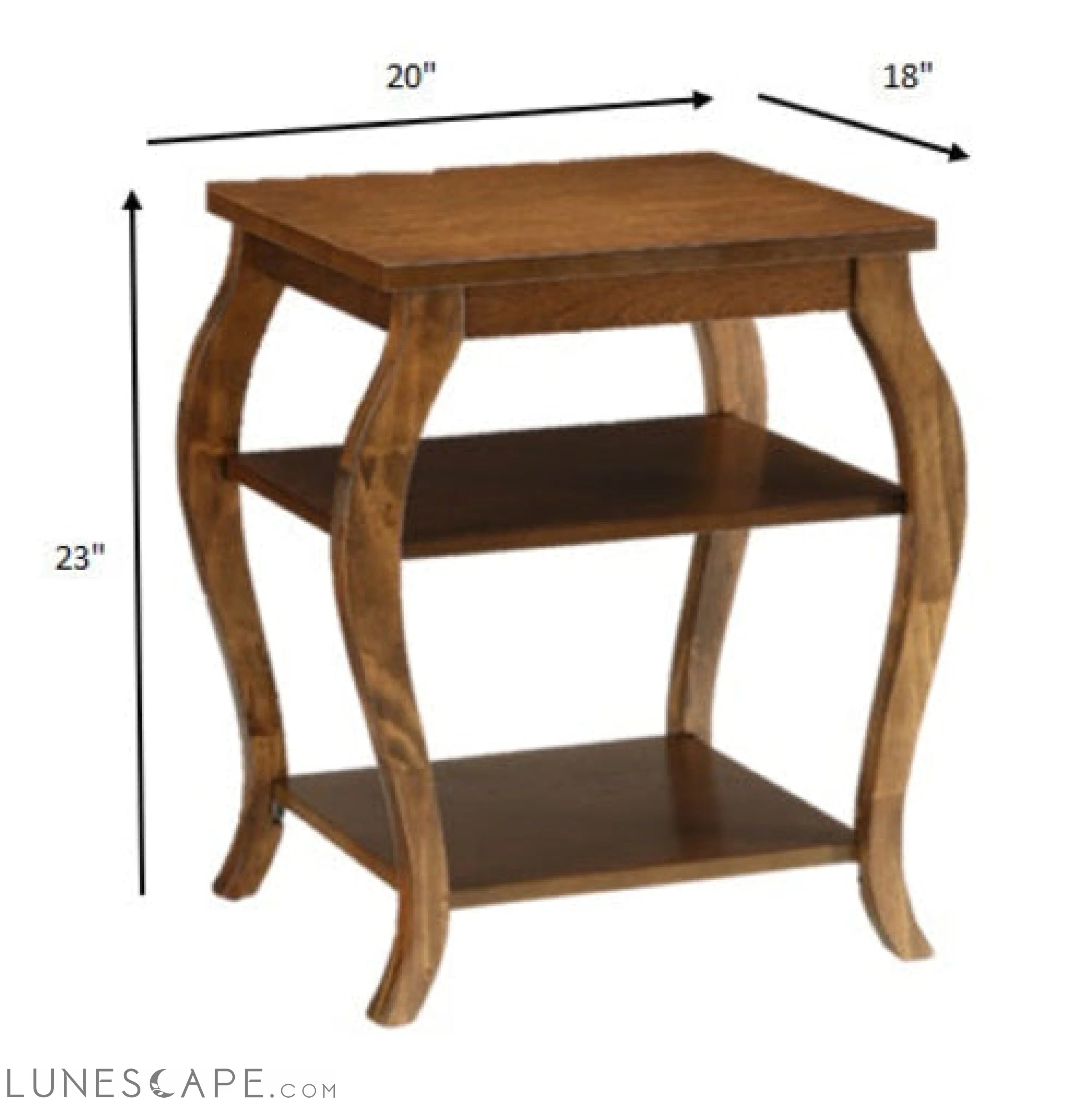 Walnut Finish Bow Leg Square End Table LUNESCAPE