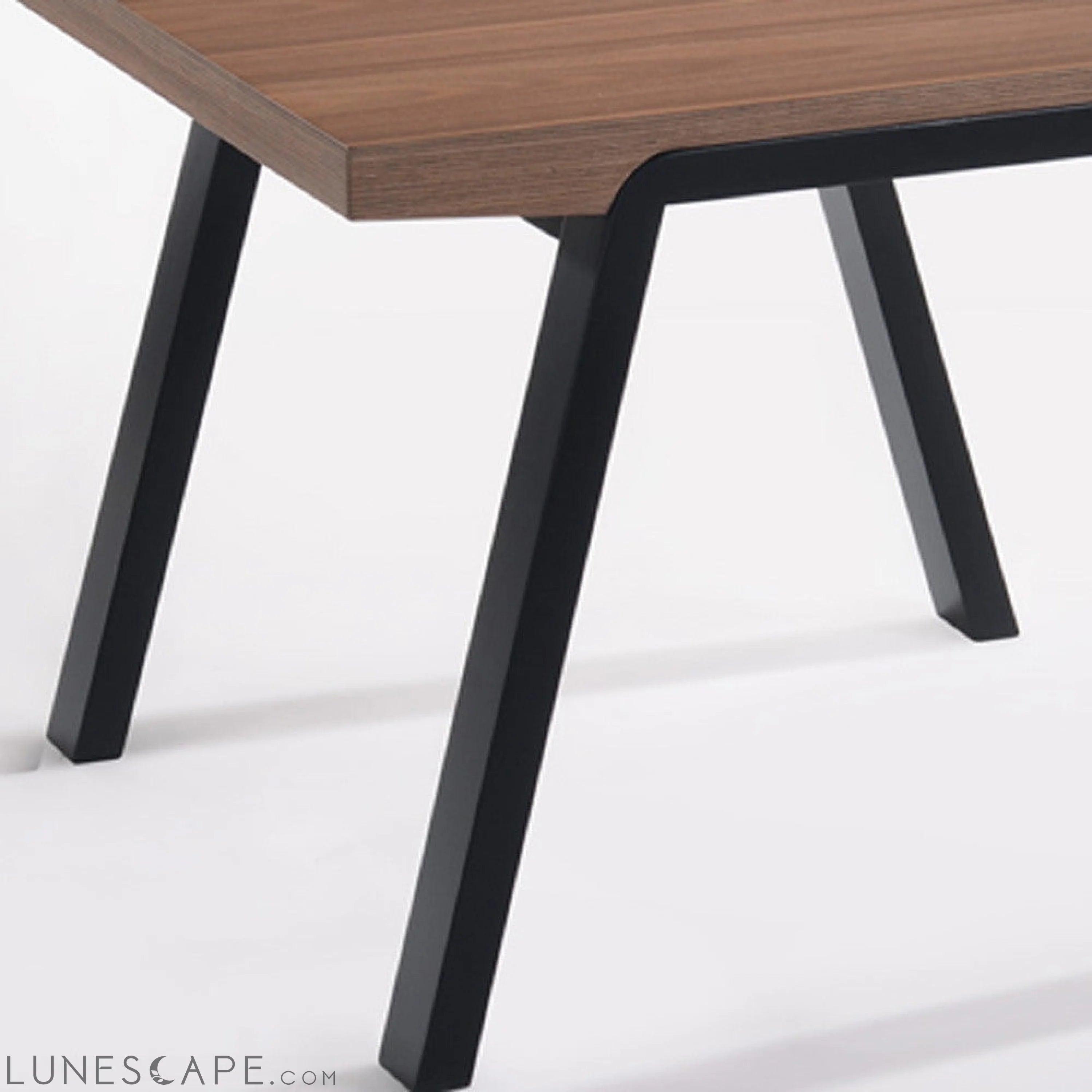 Walnut Wood and Black Metal End Table LUNESCAPE
