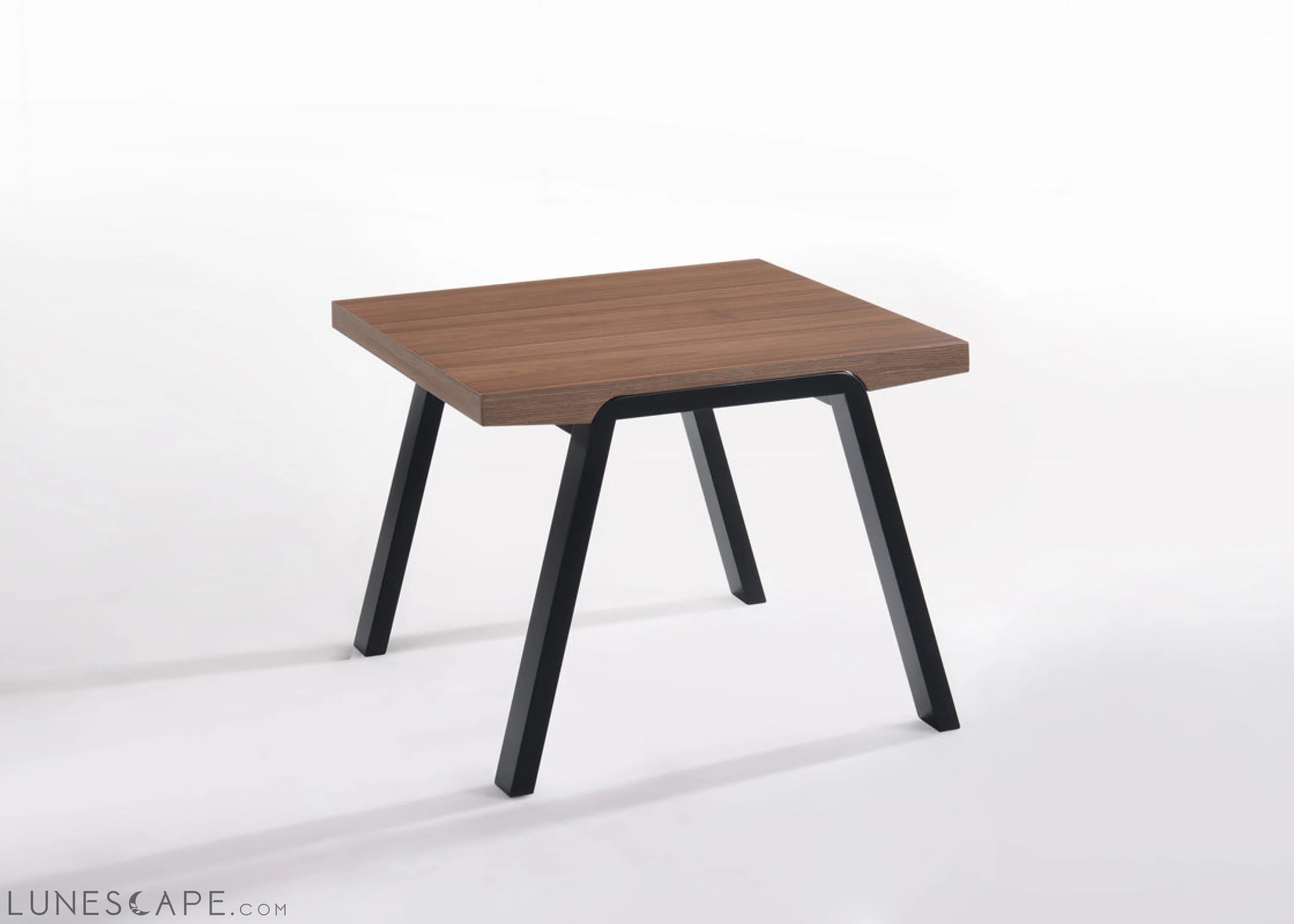Walnut Wood and Black Metal End Table LUNESCAPE