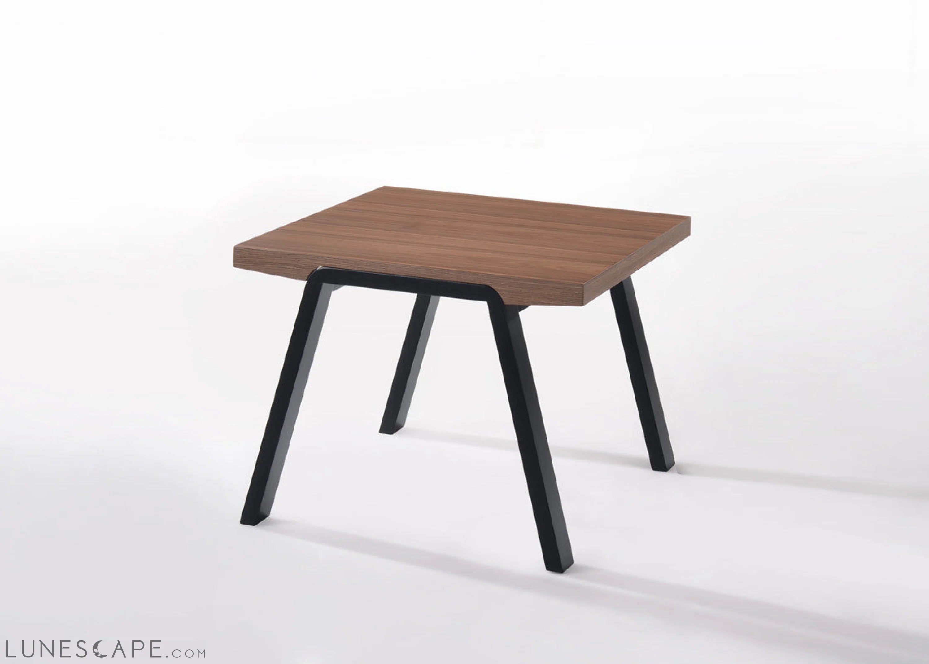 Walnut Wood and Black Metal End Table LUNESCAPE