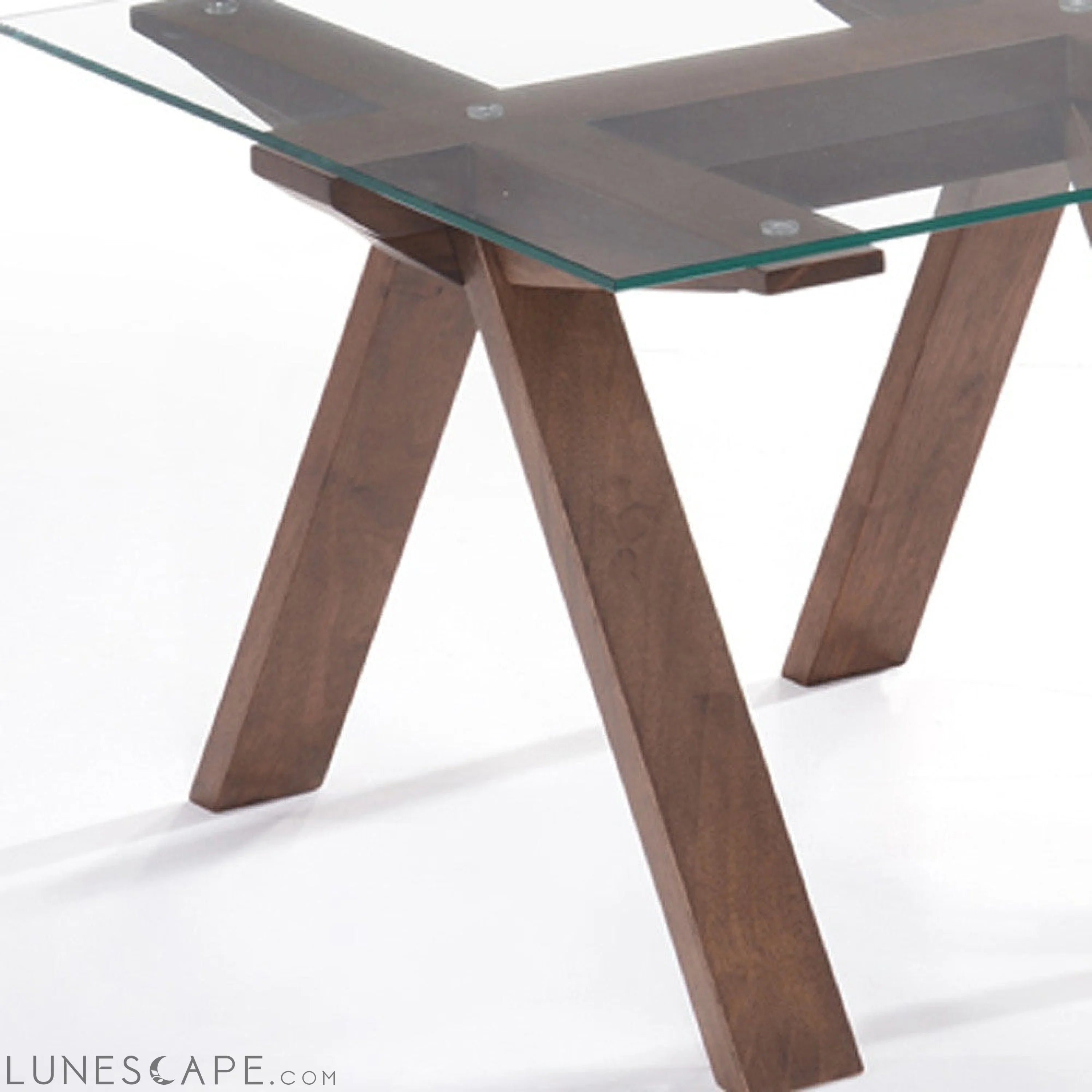 Walnut Wood and Glass End Table LUNESCAPE
