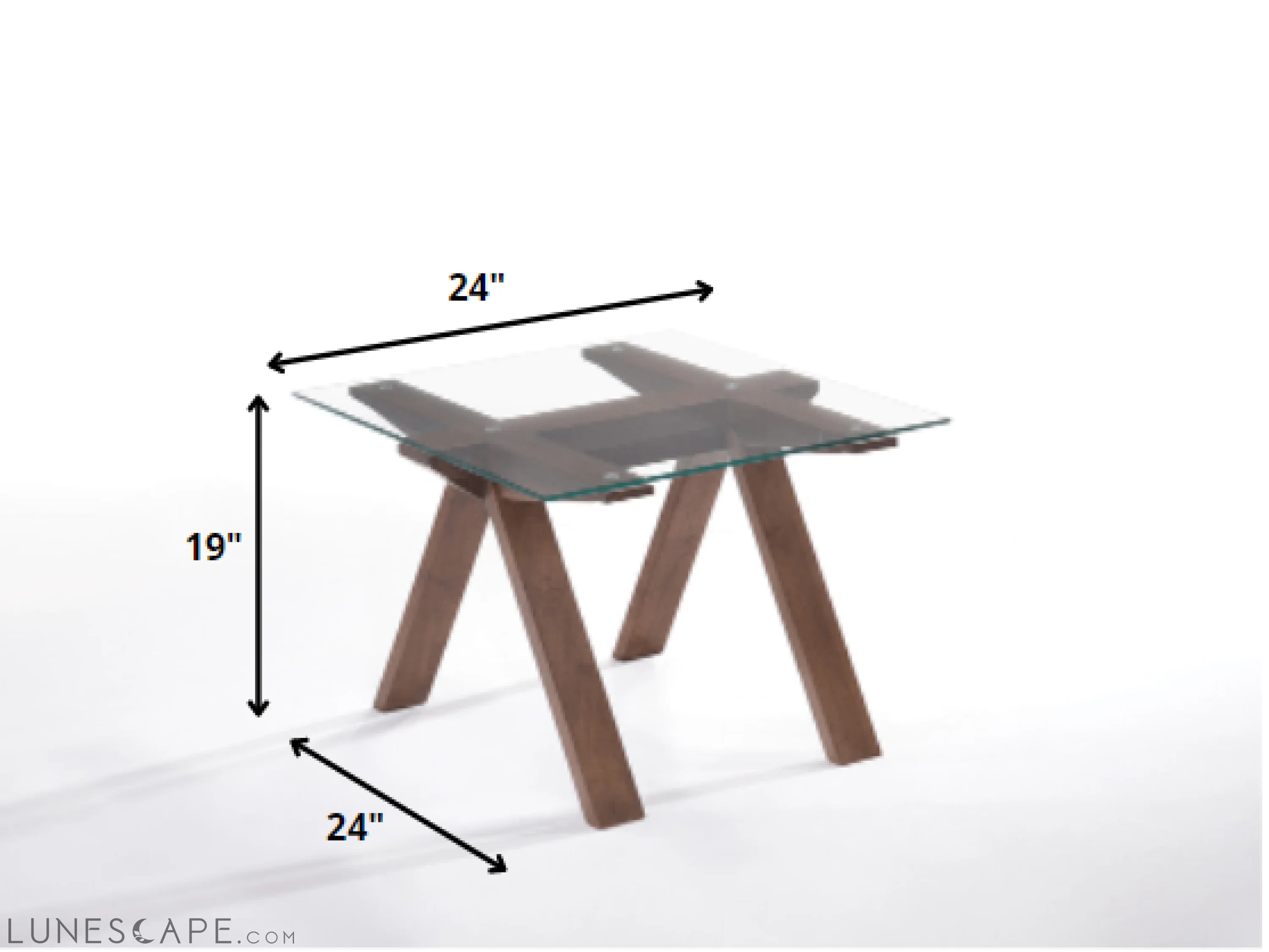 Walnut Wood and Glass End Table LUNESCAPE