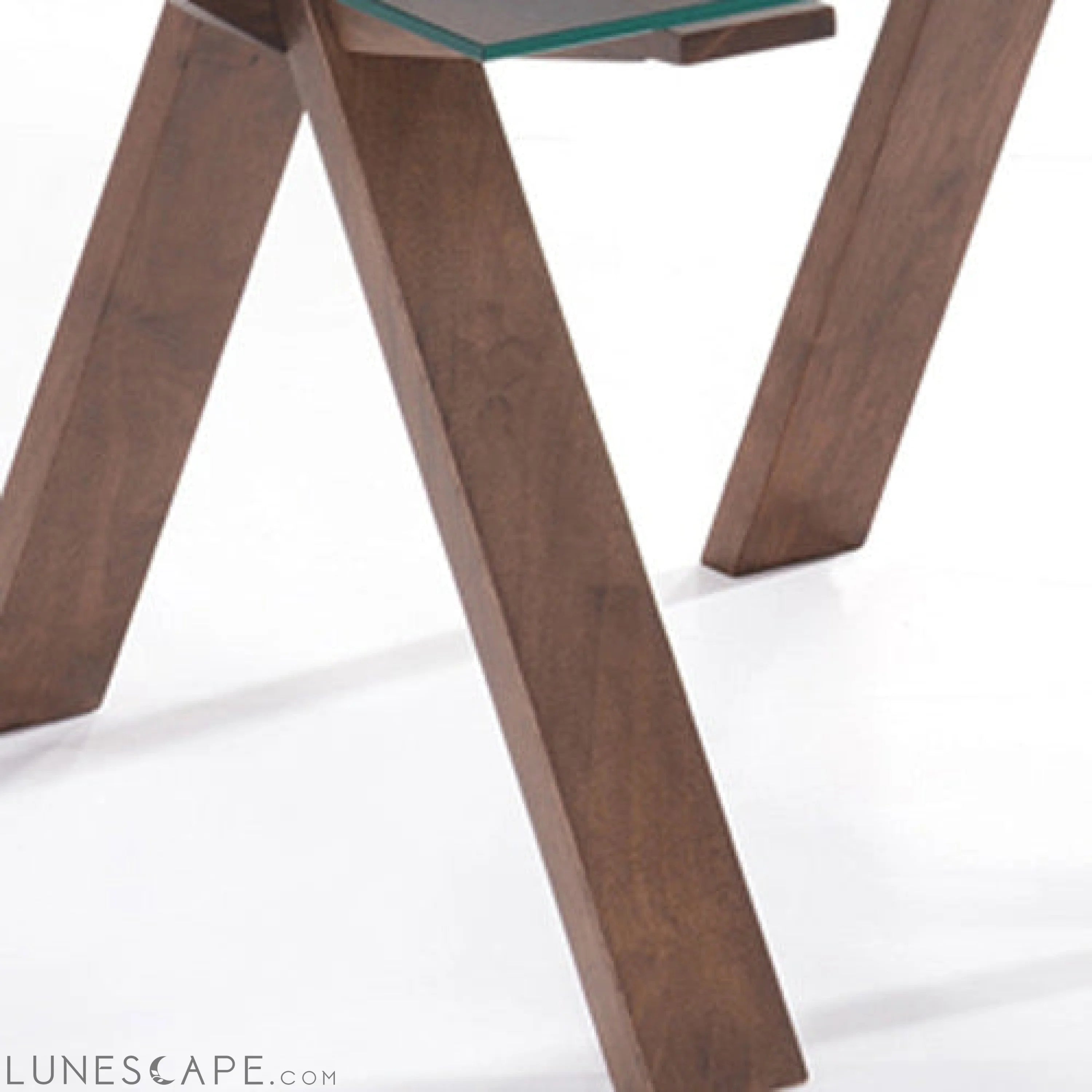 Walnut Wood and Glass End Table LUNESCAPE