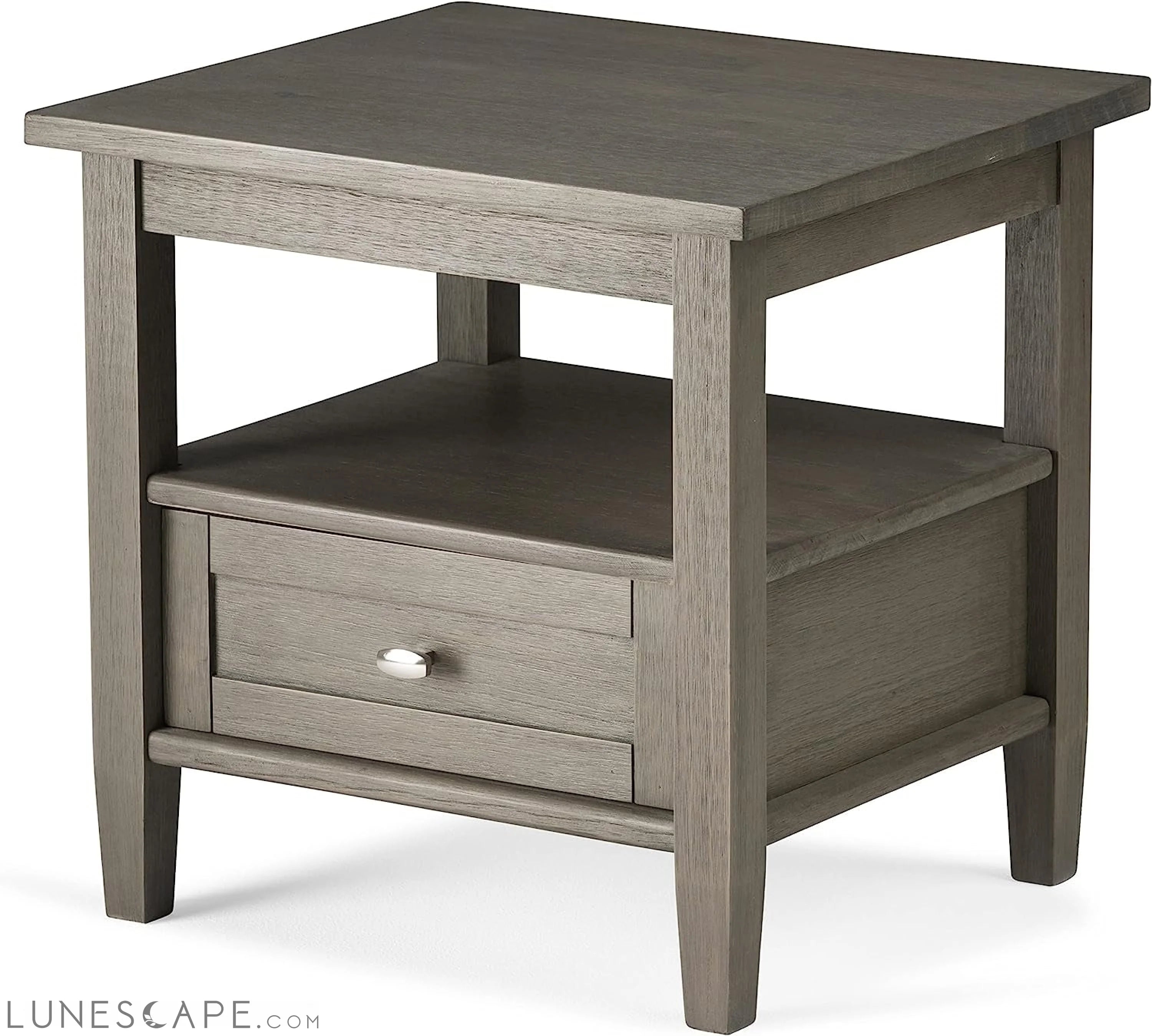 Warm Shaker Solid Wood Rectangle End Table - Farmhouse Grey LUNESCAPE