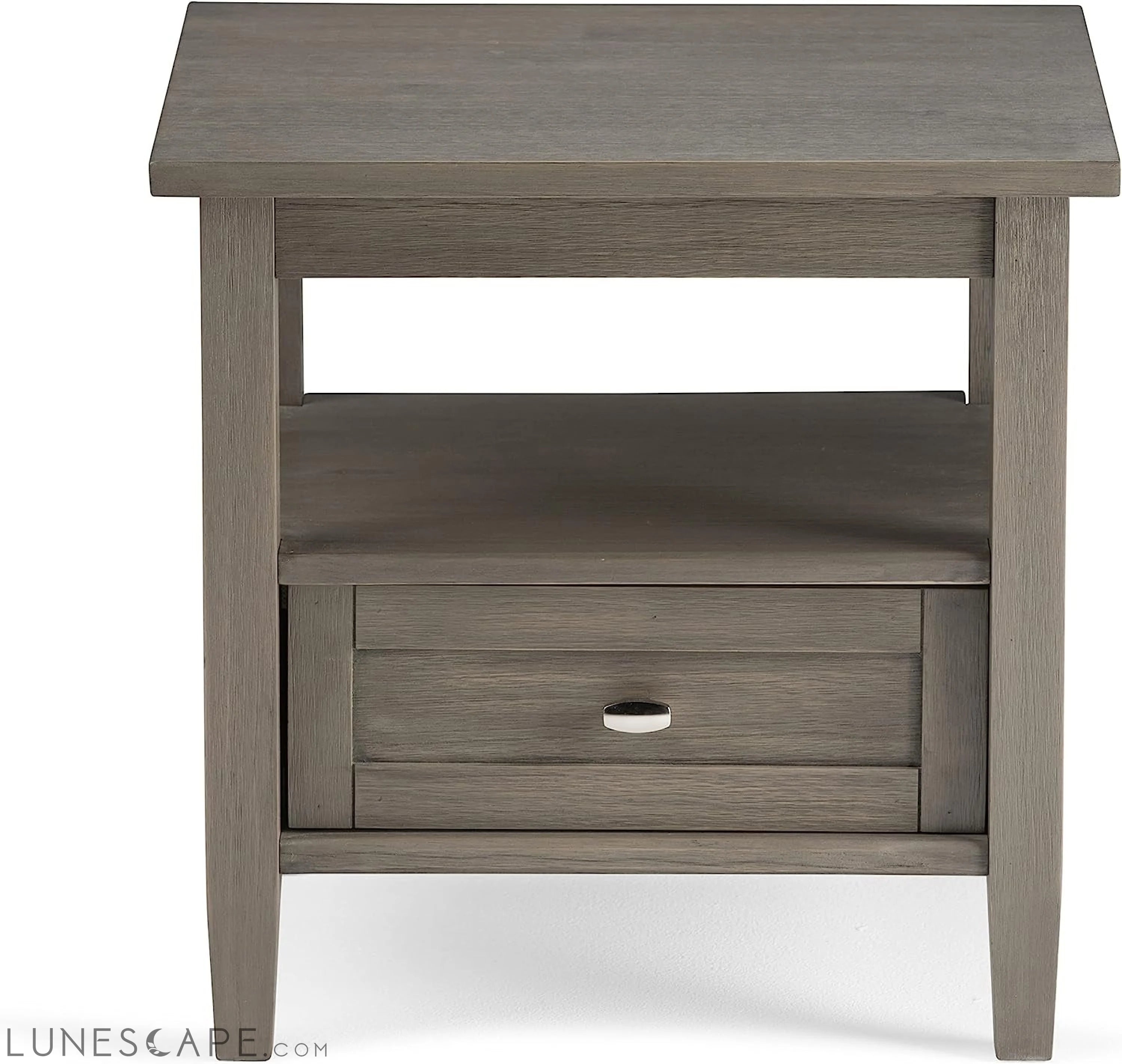 Warm Shaker Solid Wood Rectangle End Table - Farmhouse Grey LUNESCAPE