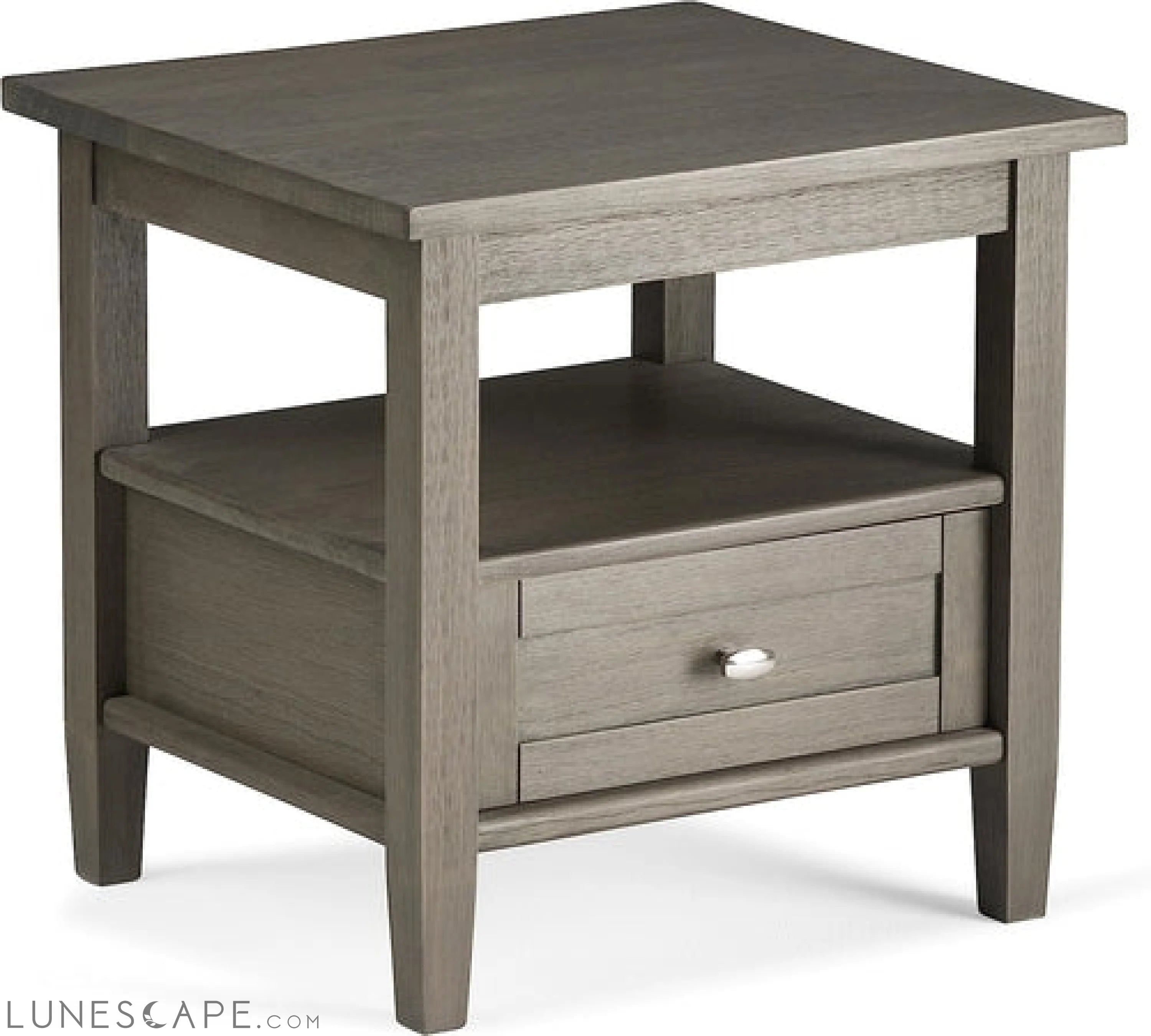 Warm Shaker Solid Wood Rectangle End Table - Farmhouse Grey LUNESCAPE