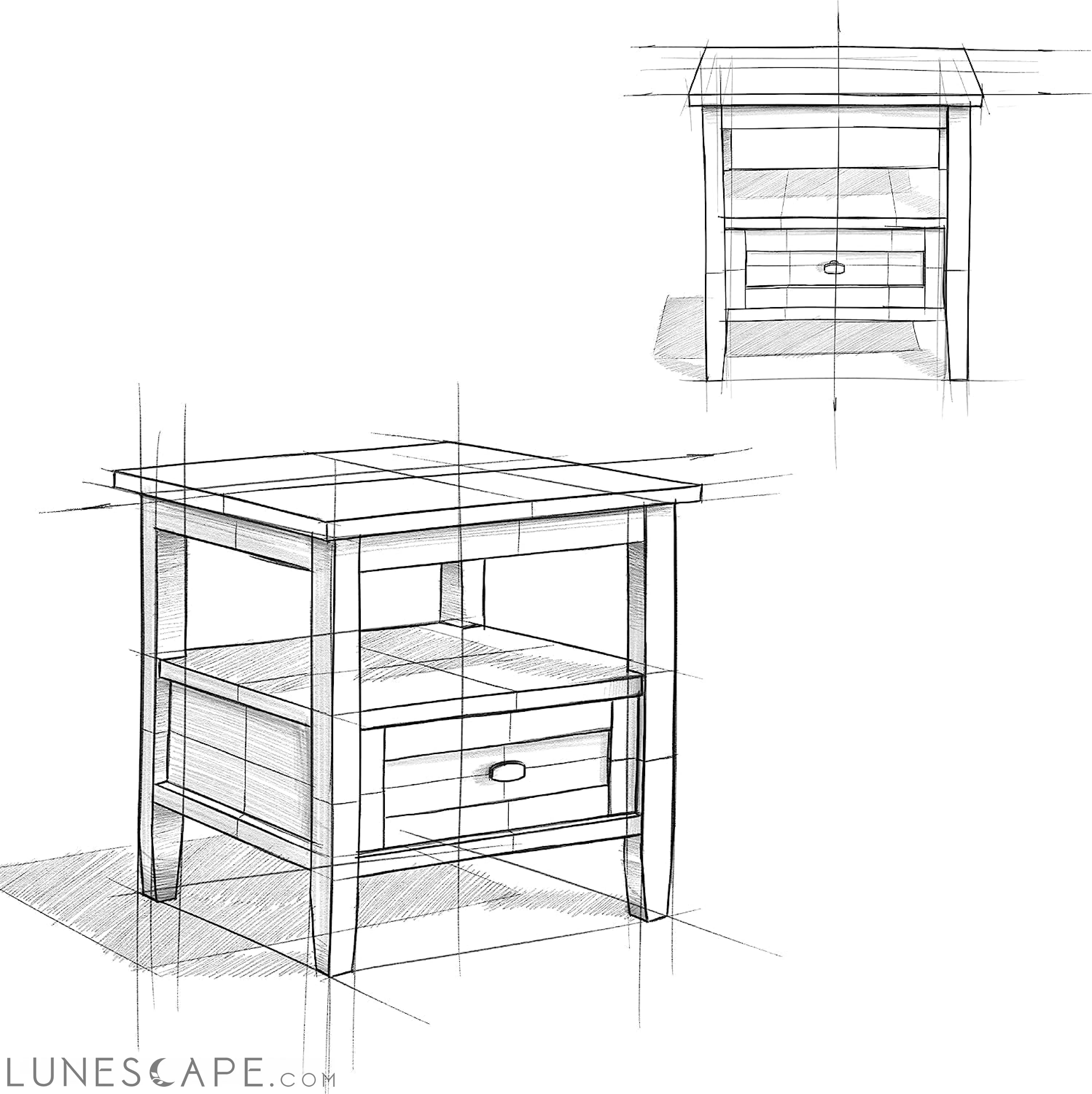 Warm Shaker Solid Wood Rectangle End Table - Farmhouse Grey LUNESCAPE