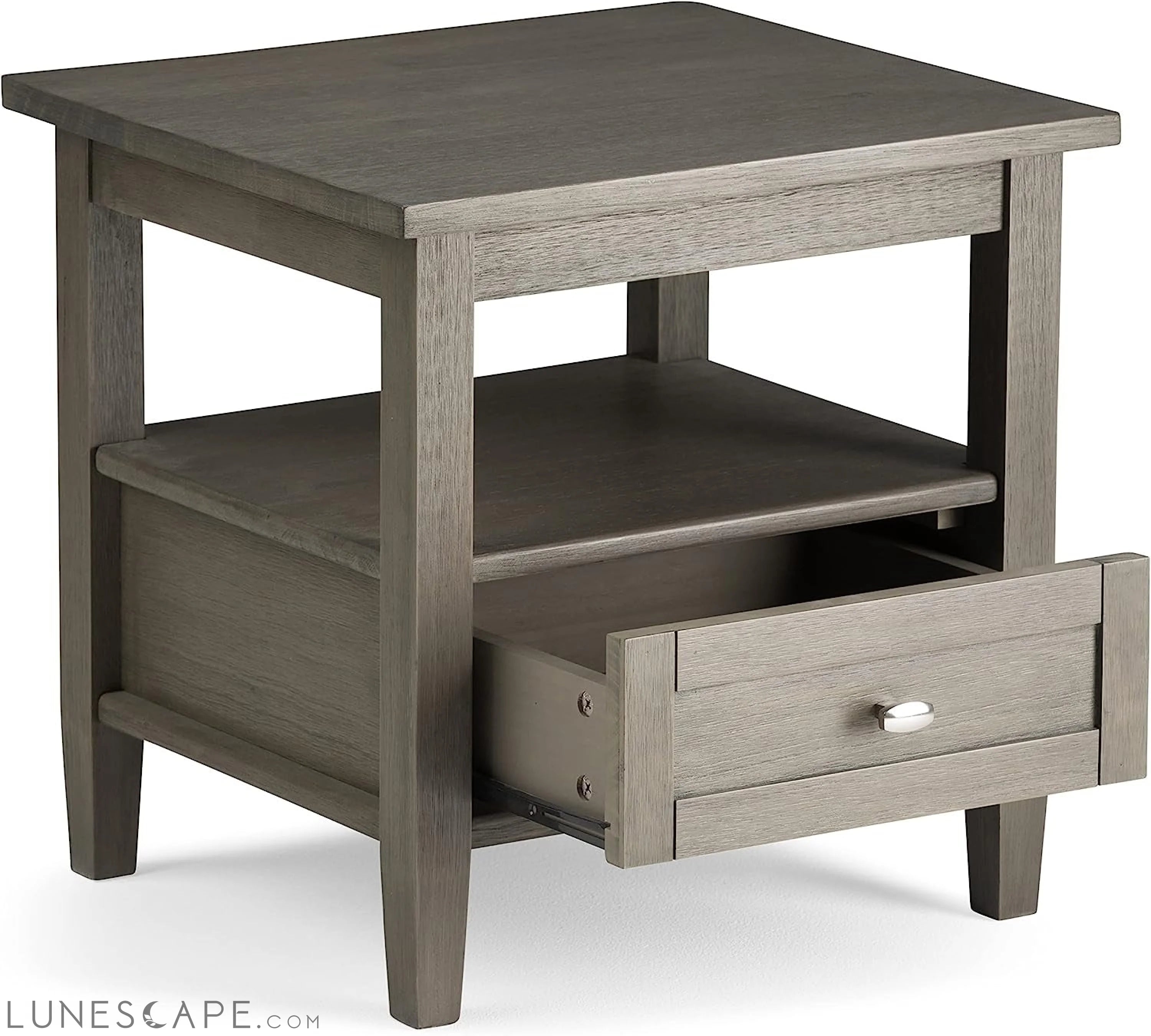 Warm Shaker Solid Wood Rectangle End Table - Farmhouse Grey LUNESCAPE