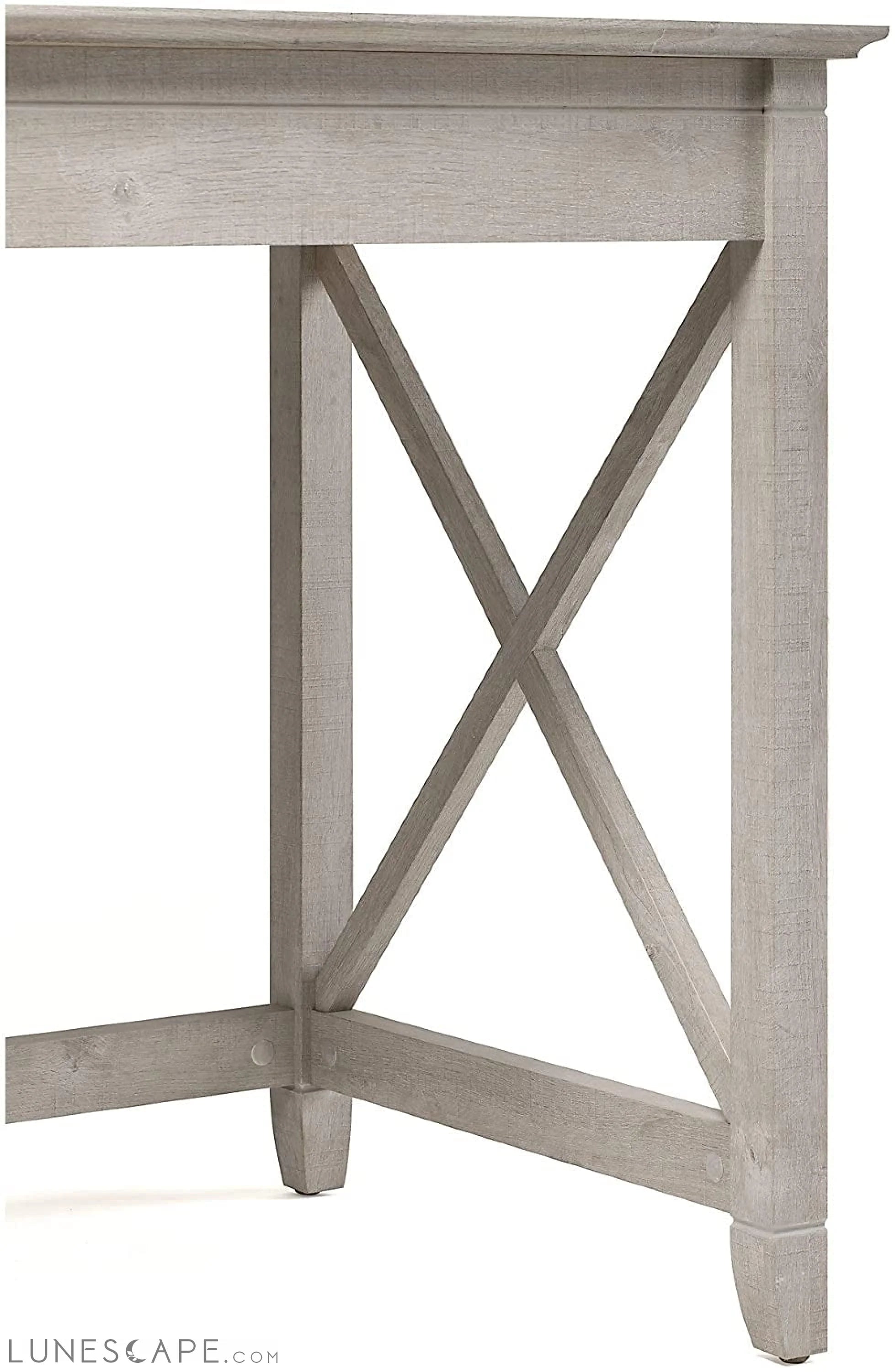 Washed Gray L-Shaped Desk W/ File Cabinet LUNESCAPE