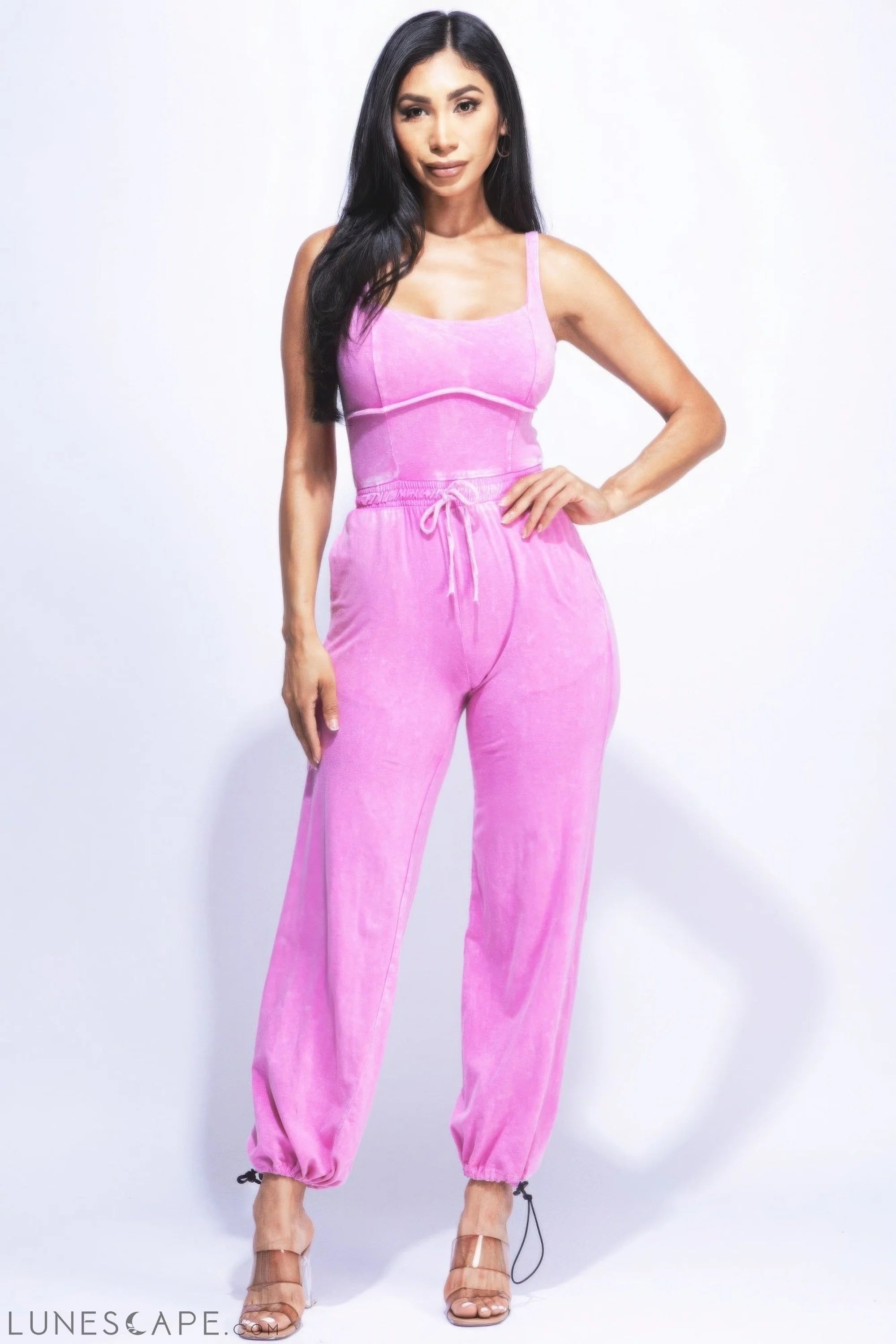 Washed Jumpsuit With Adjustable Ankle LUNESCAPE