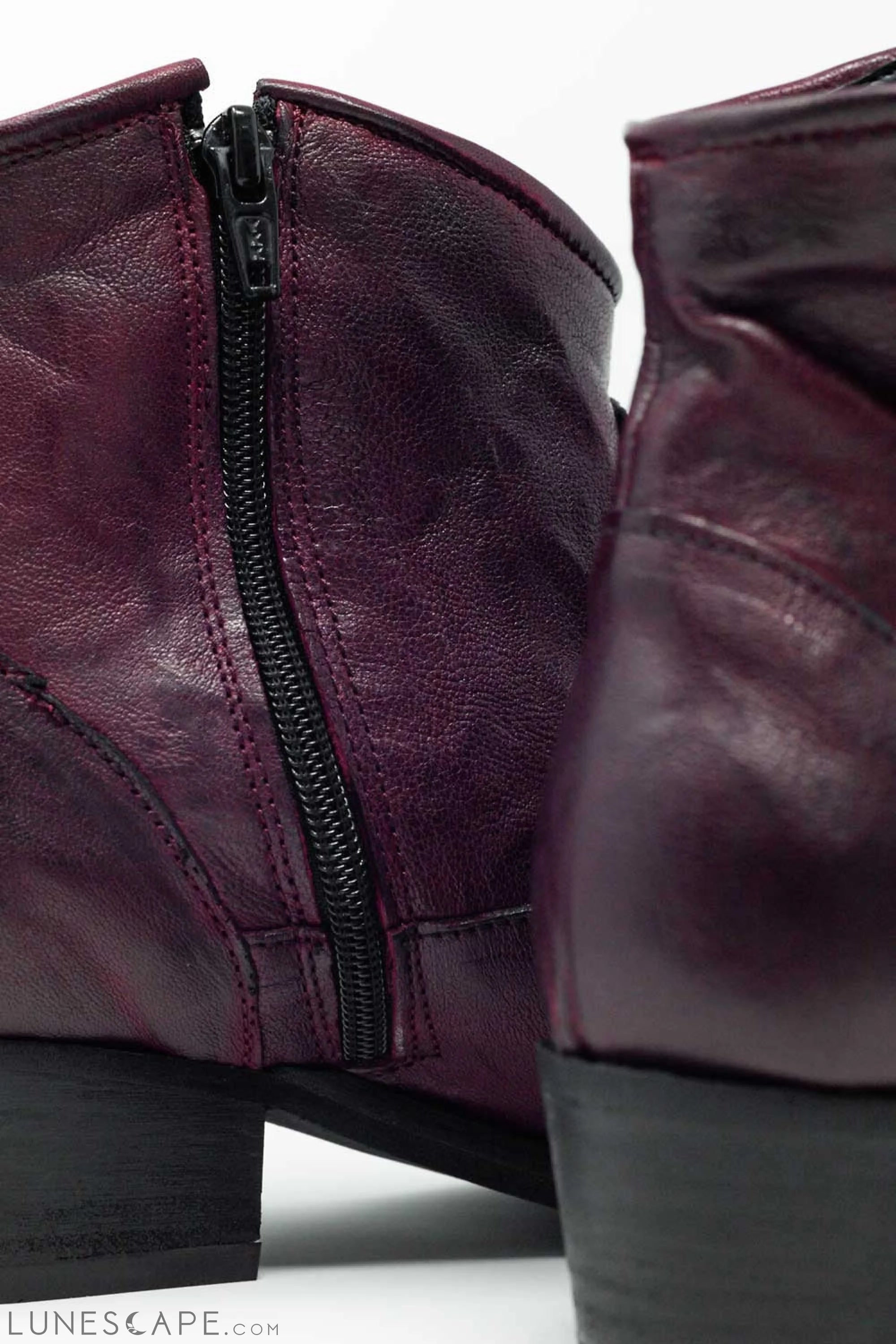Western Sock Boots in Maroon With Detail on the Side LUNESCAPE