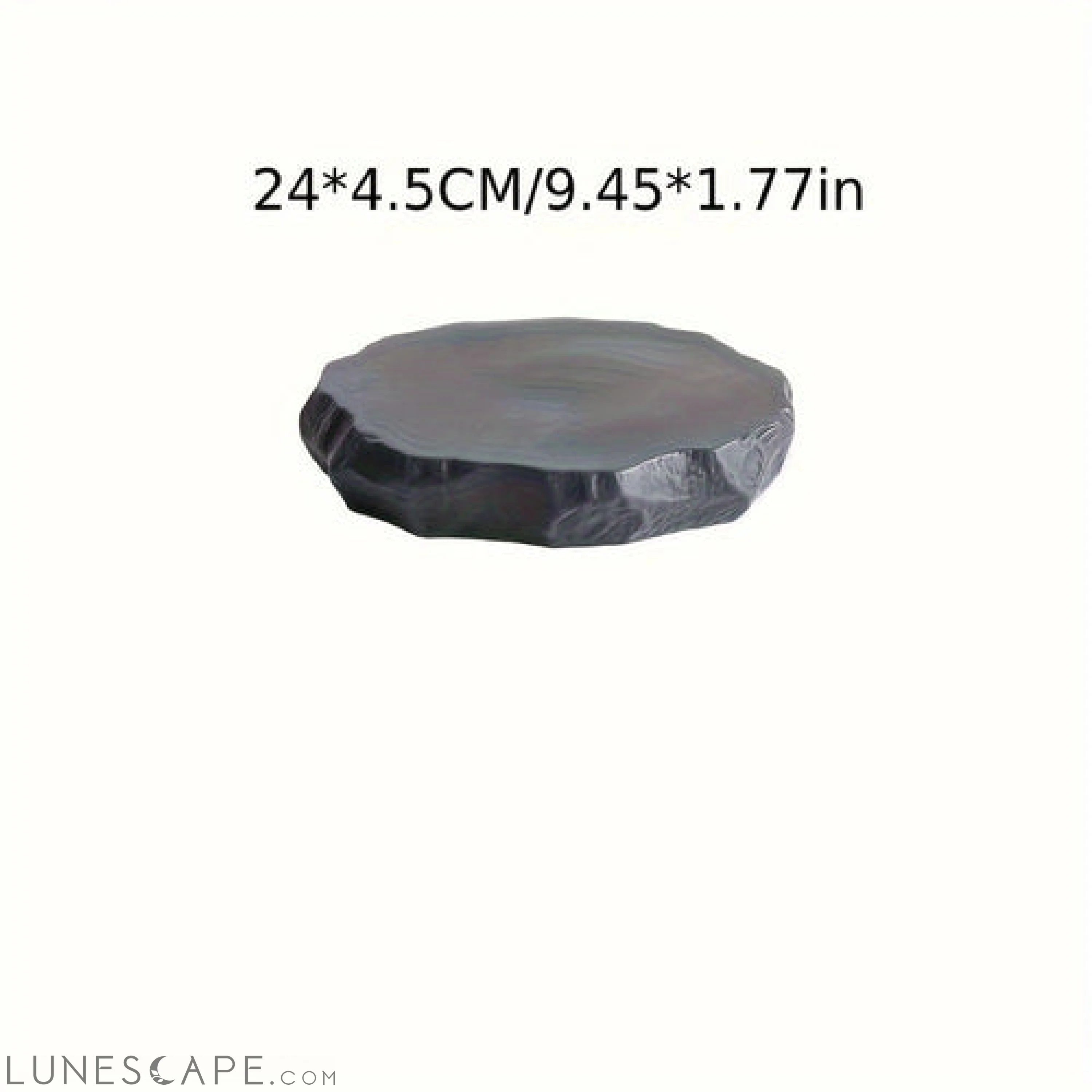White Ceramic Dinner Plate with Unique Stone Pattern LUNESCAPE