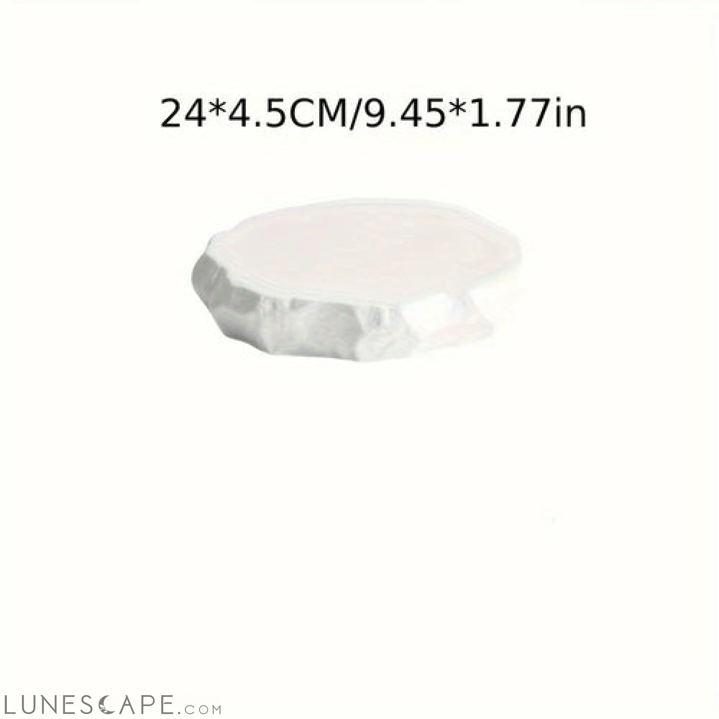 White Ceramic Dinner Plate with Unique Stone Pattern LUNESCAPE
