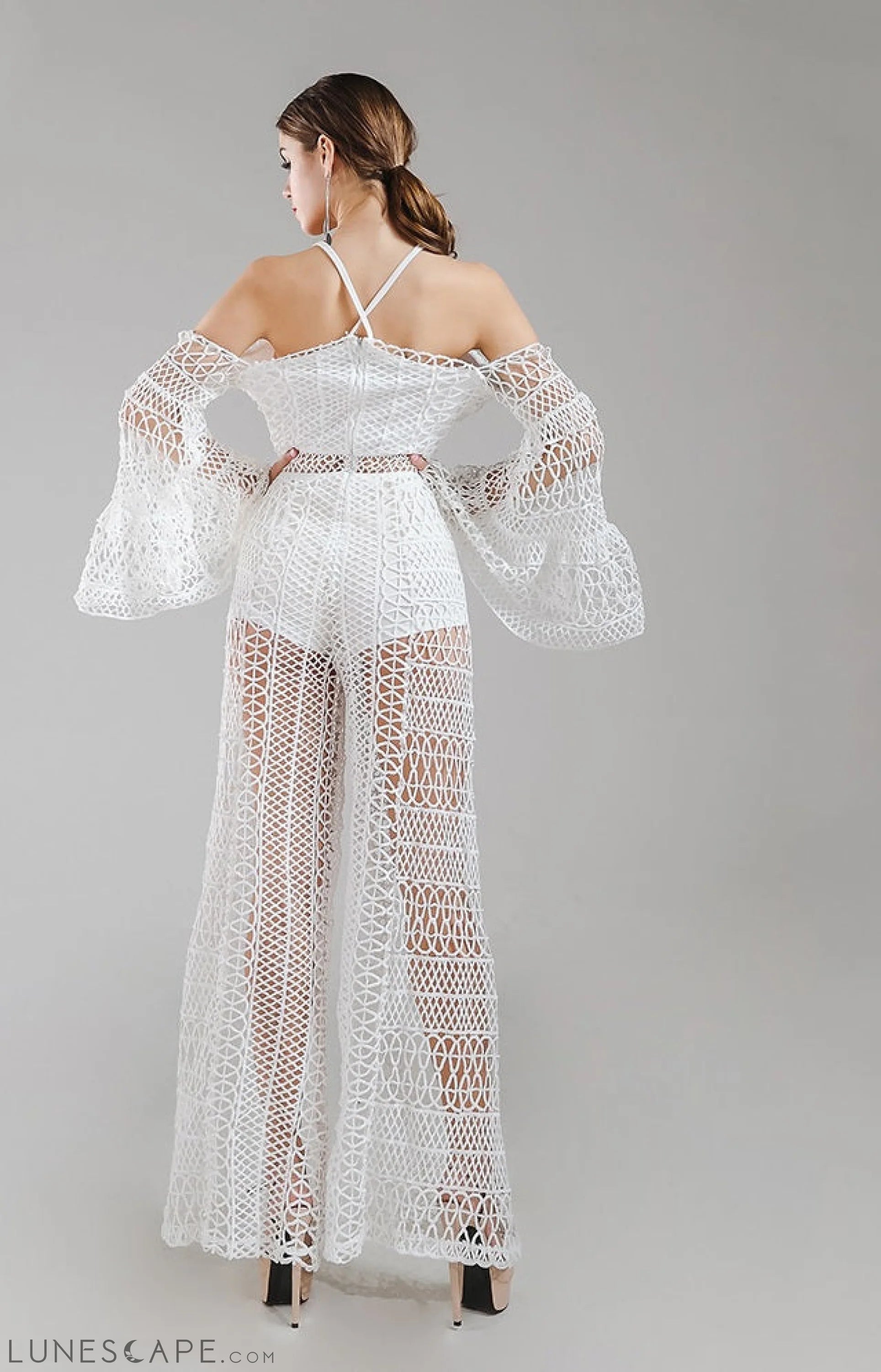 White Crochet Jumpsuit LUNESCAPE