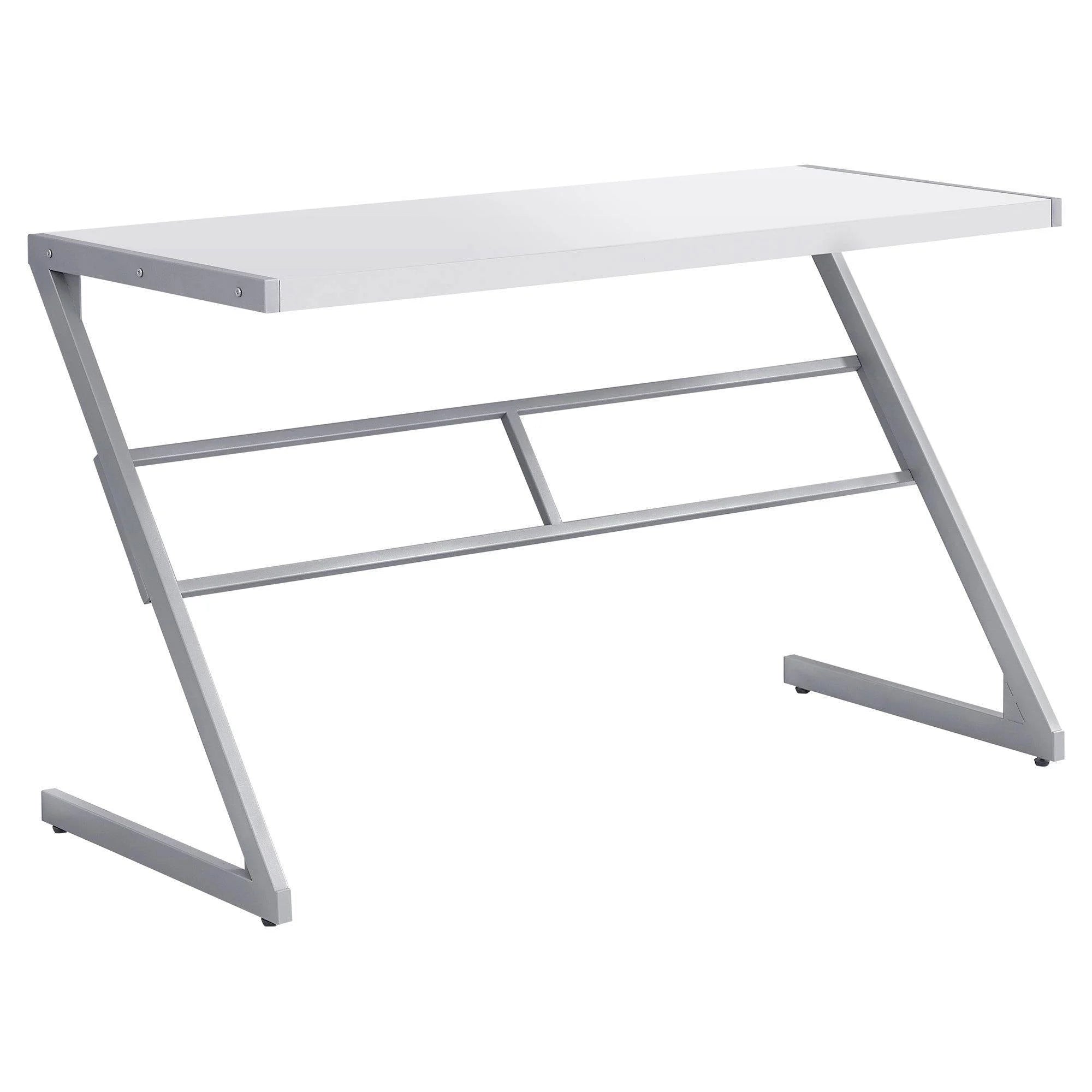 White & Silver Modern Desk - 22" x 48" x 30" LUNESCAPE