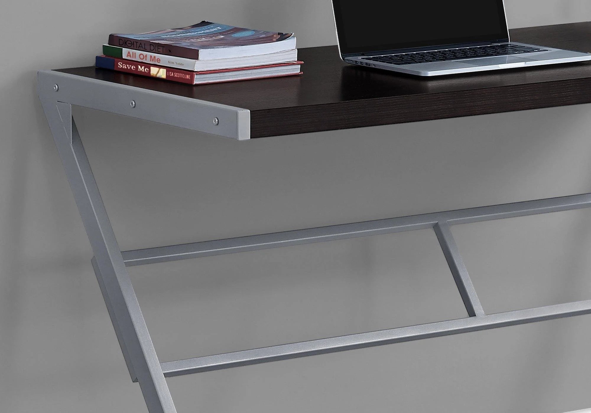 White & Silver Modern Desk - 22" x 48" x 30" LUNESCAPE