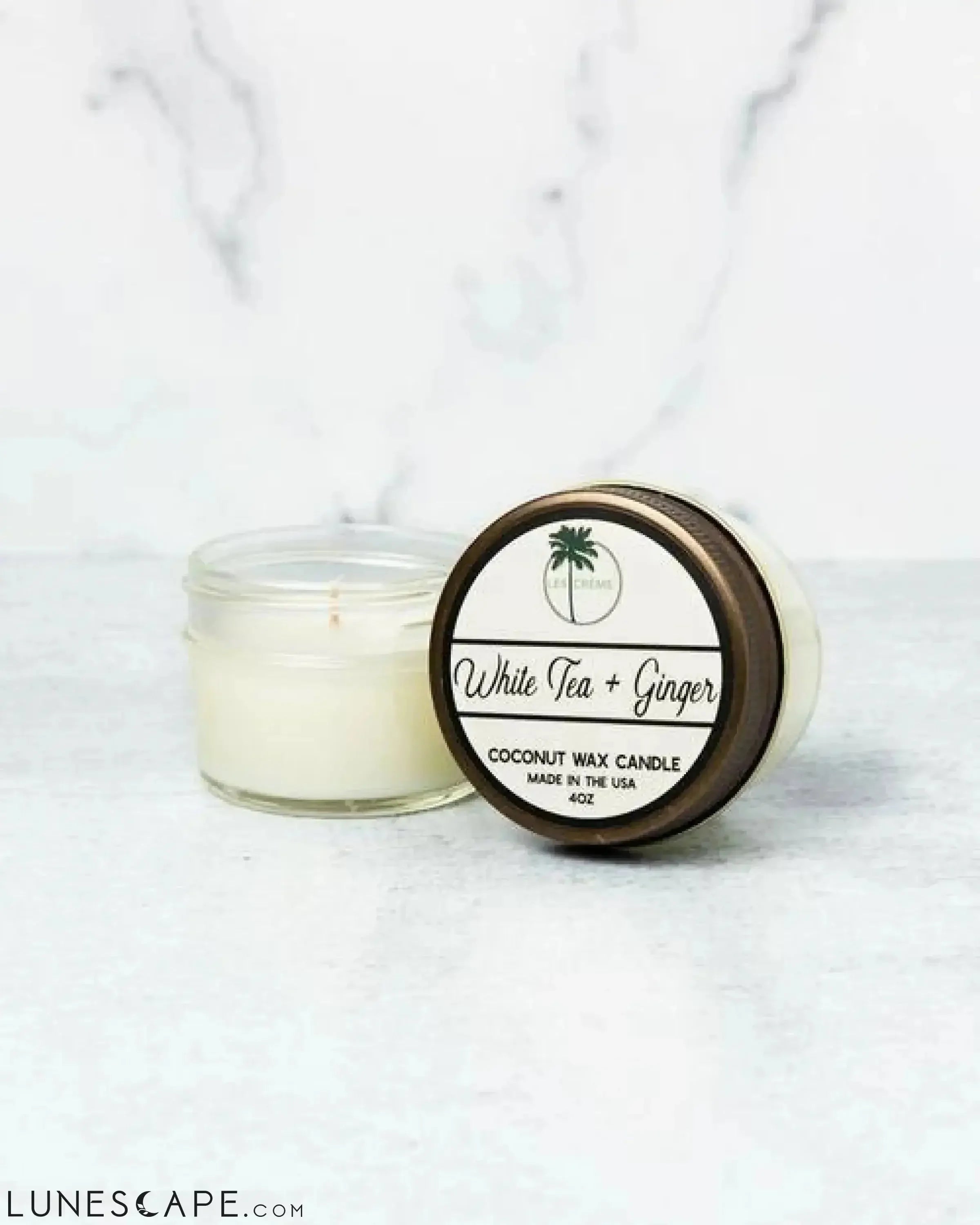 White Tea + Ginger Scent Coconut Wax Candle LUNESCAPE