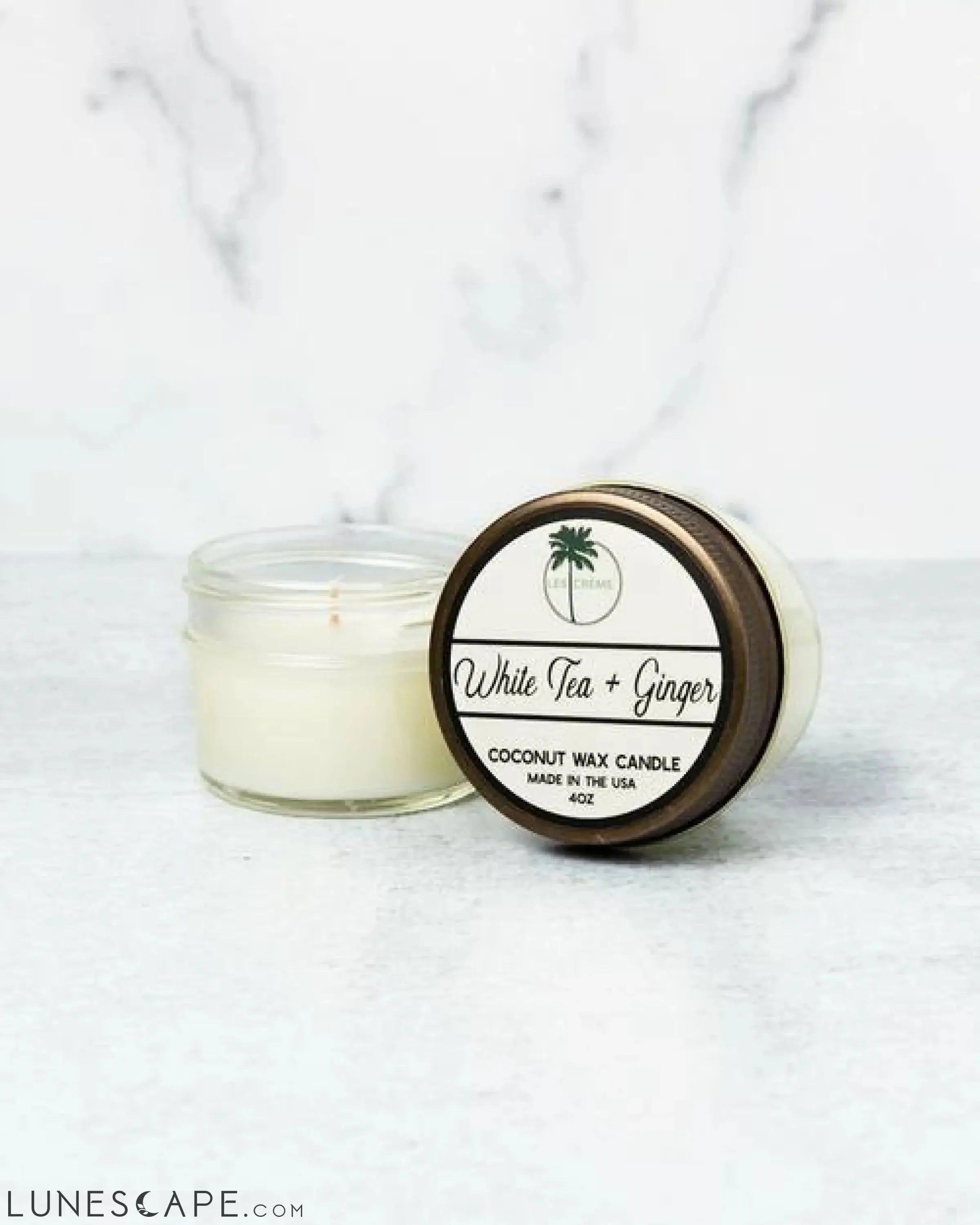 White Tea + Ginger Scent Coconut Wax Candle LUNESCAPE