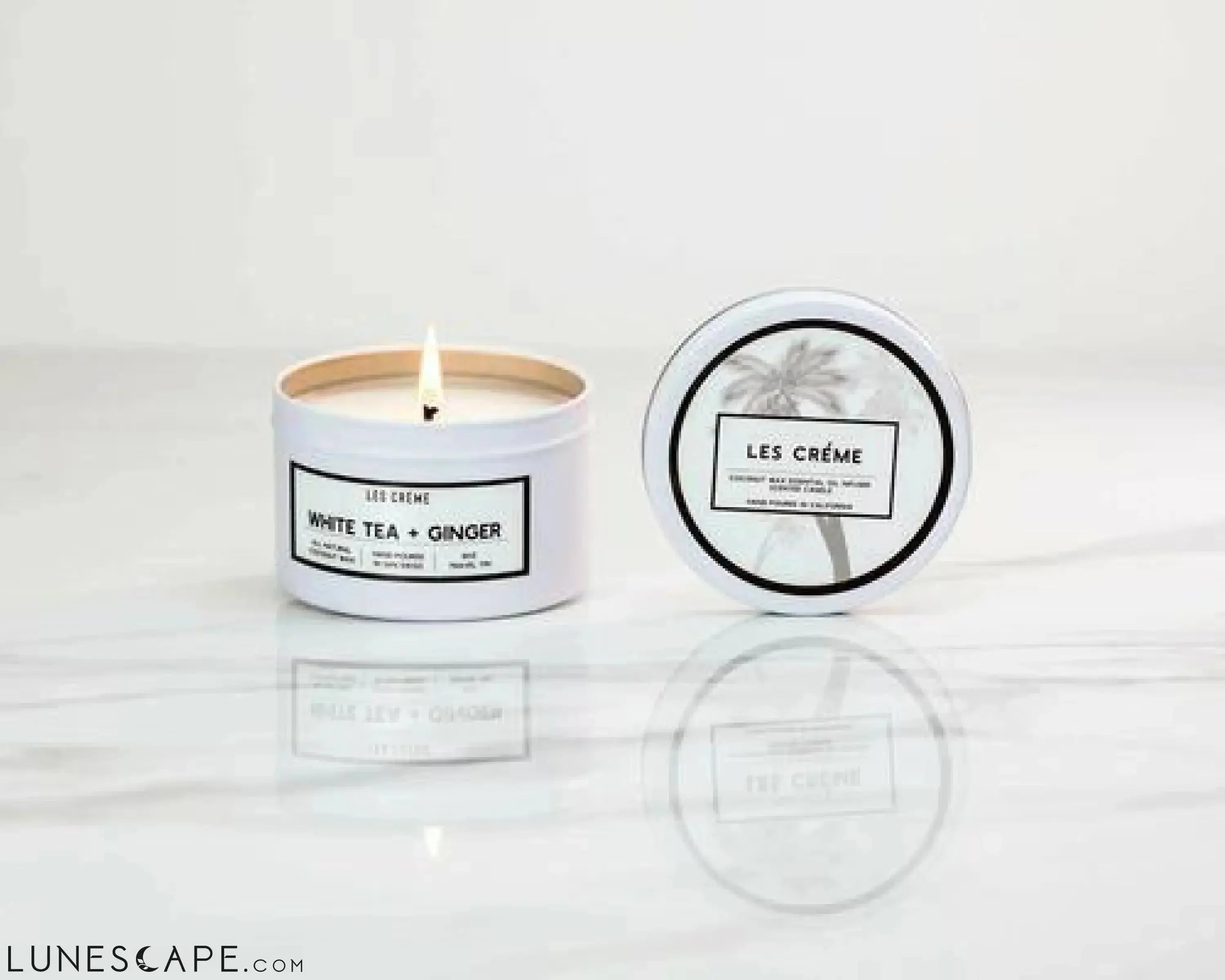 White Tea + Ginger Scent Coconut Wax Candle LUNESCAPE