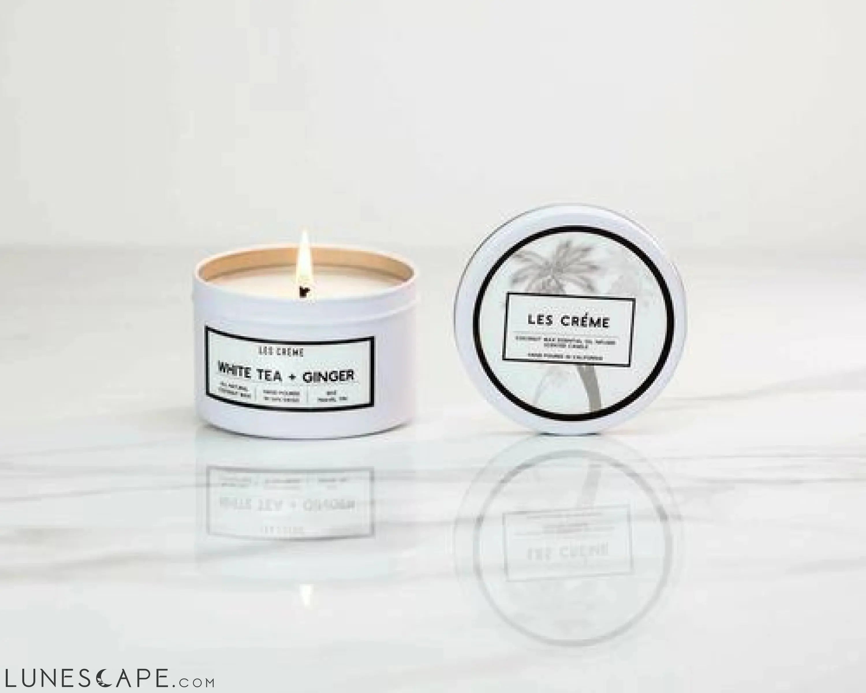 White Tea + Ginger Scent Coconut Wax Candle LUNESCAPE