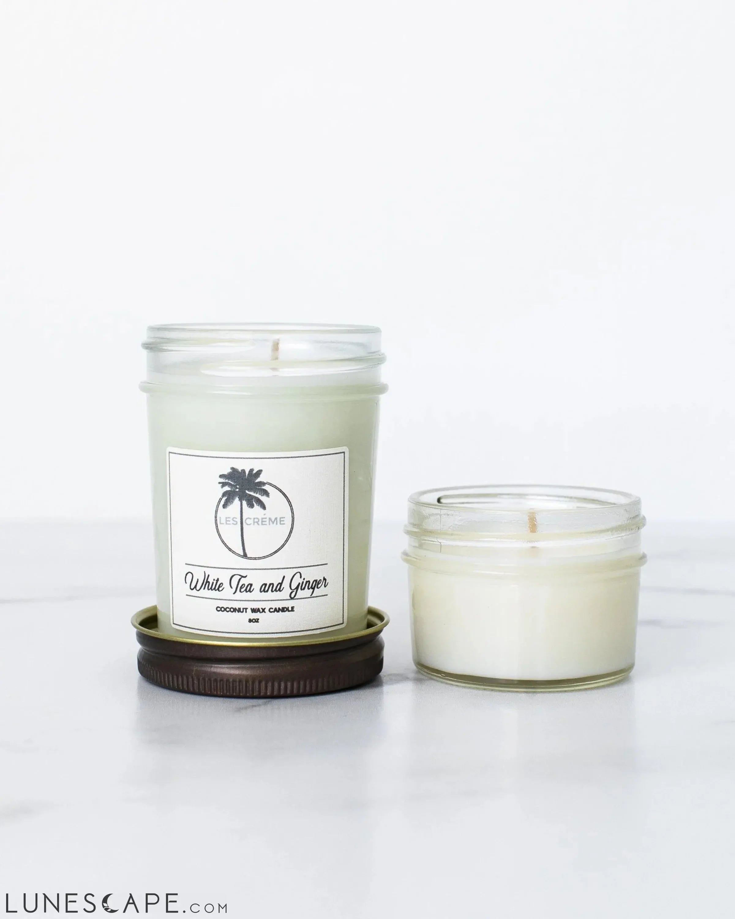 White Tea + Ginger Scent Coconut Wax Candle LUNESCAPE