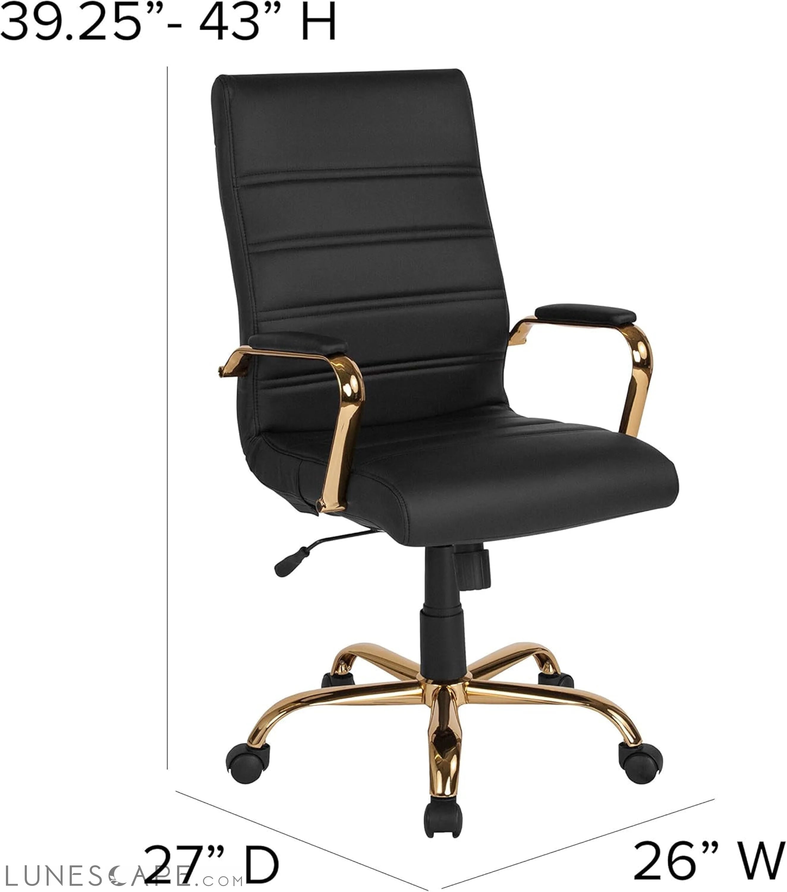 Whitney High-Back Swivel Leathersoft Desk Chair with Padded Seat and LUNESCAPE