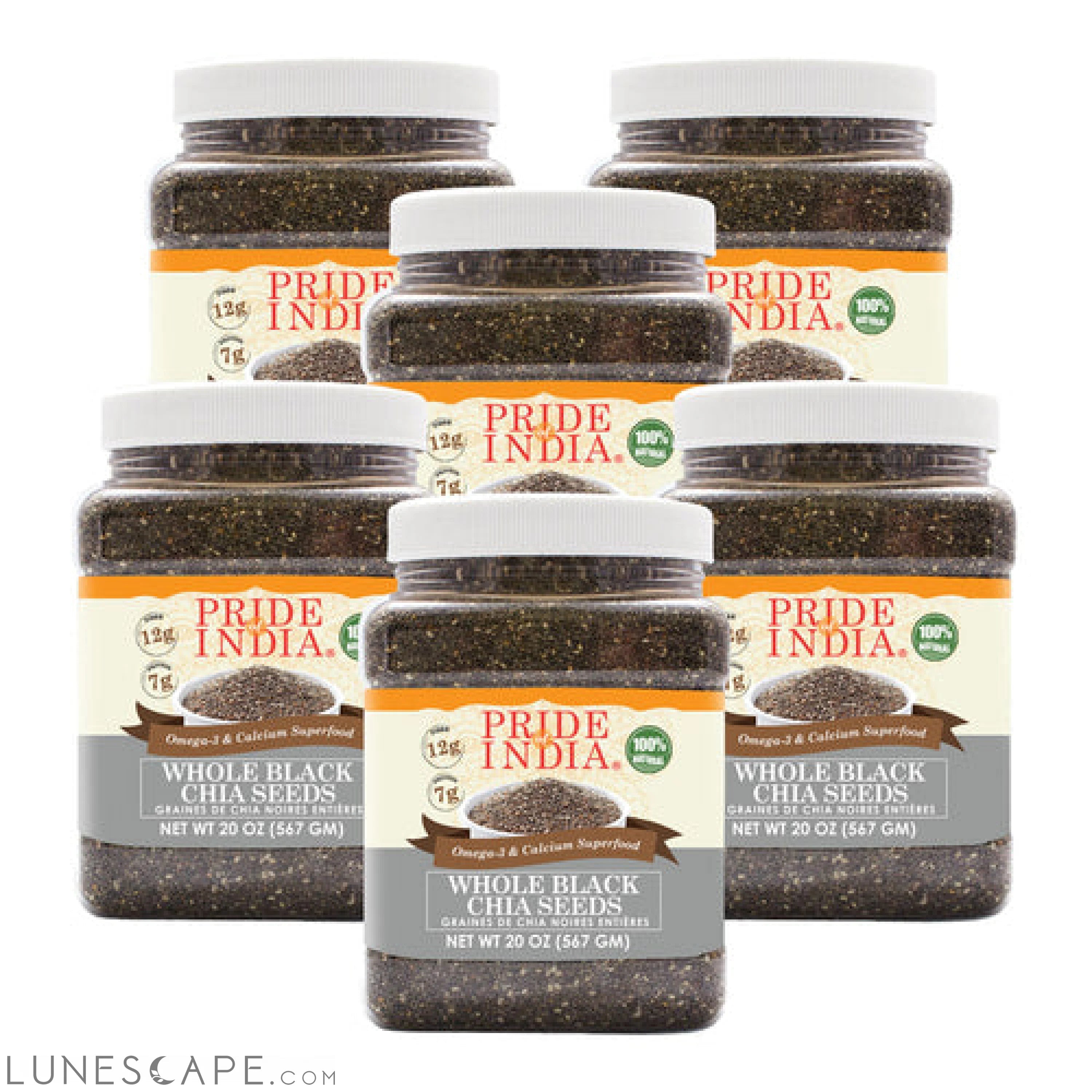 Whole Black Chia Seeds - Omega-3 & Calcium Superfood Jar LUNESCAPE