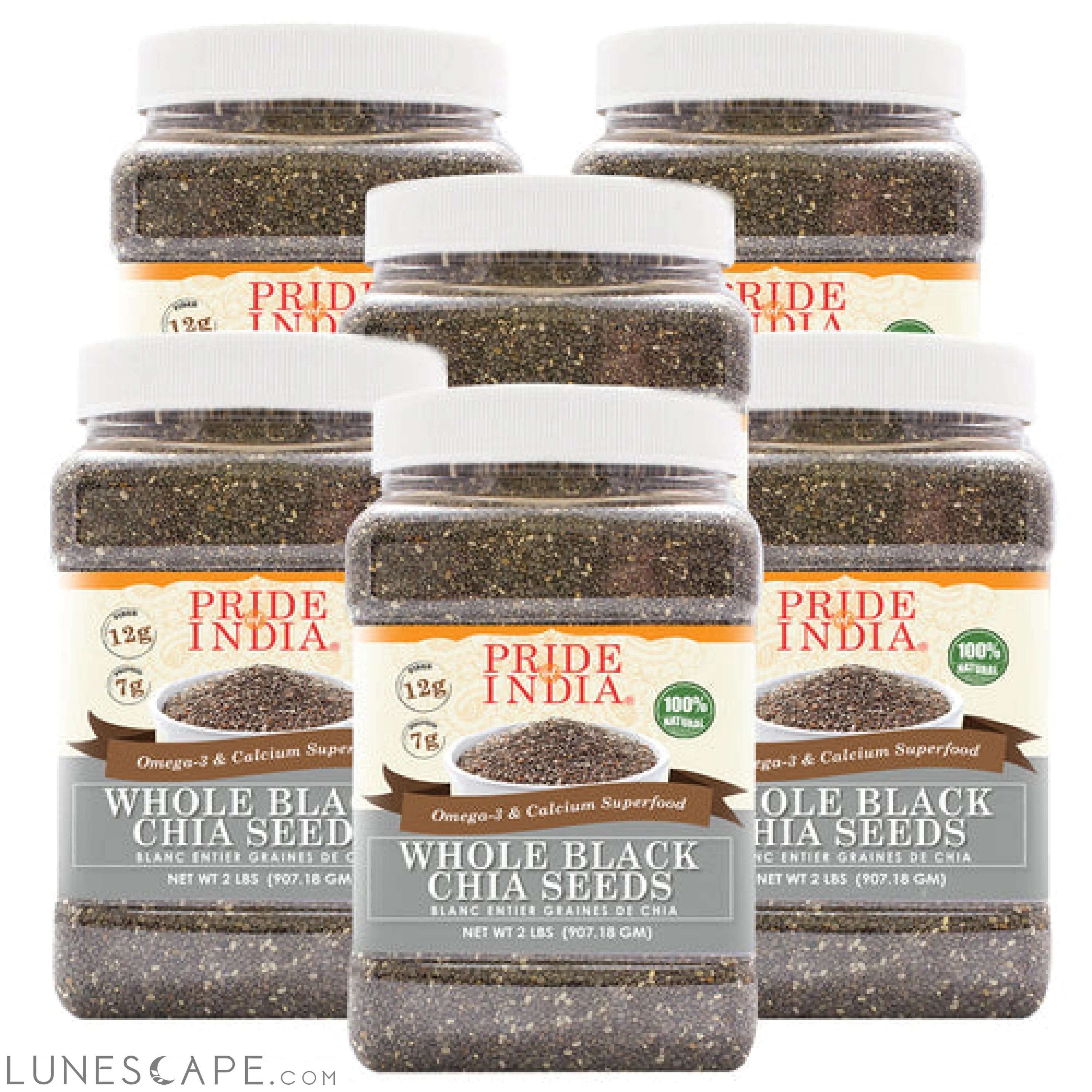 Whole Black Chia Seeds - Omega-3 & Calcium Superfood Jar LUNESCAPE