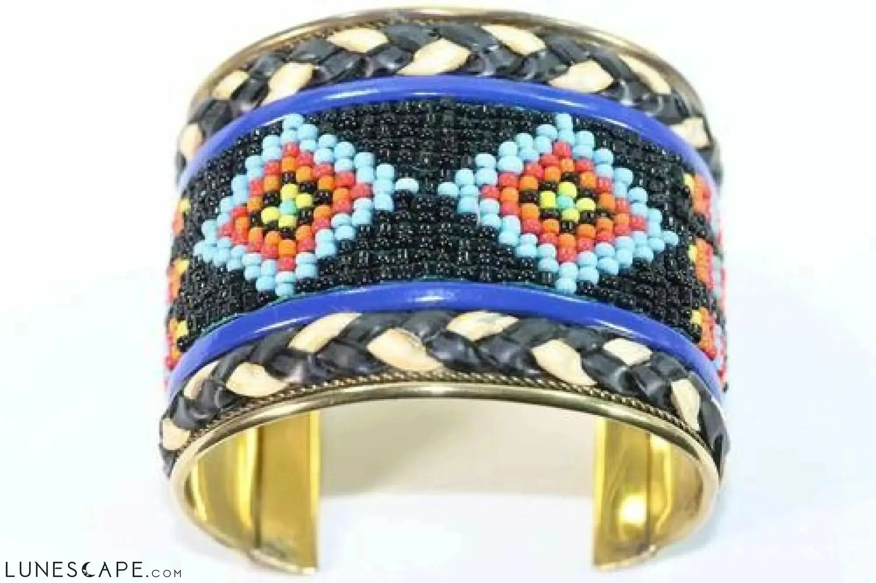 Wide Beaded Cuff - Orange / Blue / Yellow LUNESCAPE