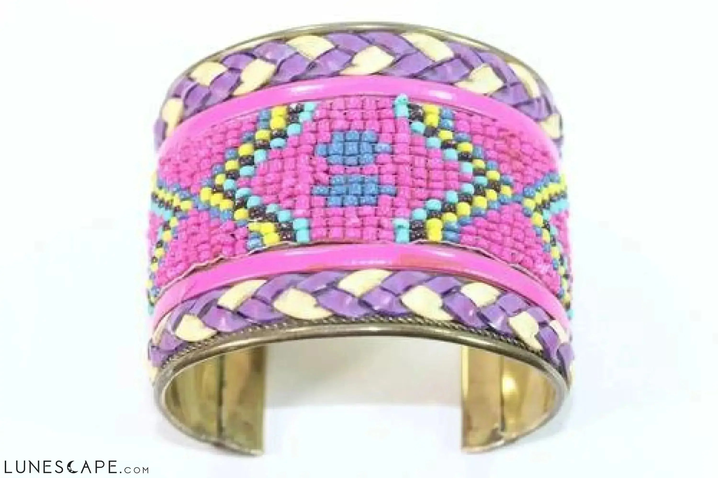 Wide Beaded Cuff - Orange / Blue / Yellow LUNESCAPE