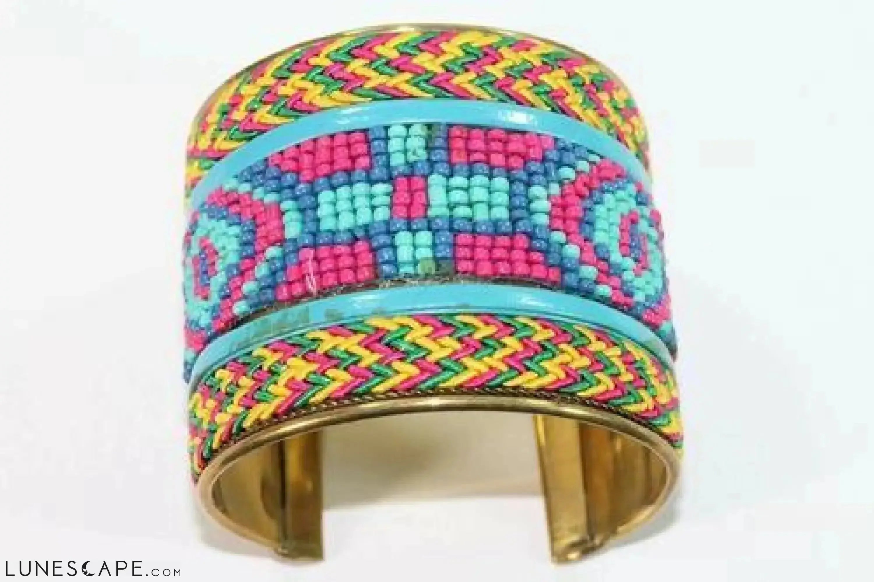 Wide Beaded Cuff - Orange / Blue / Yellow LUNESCAPE