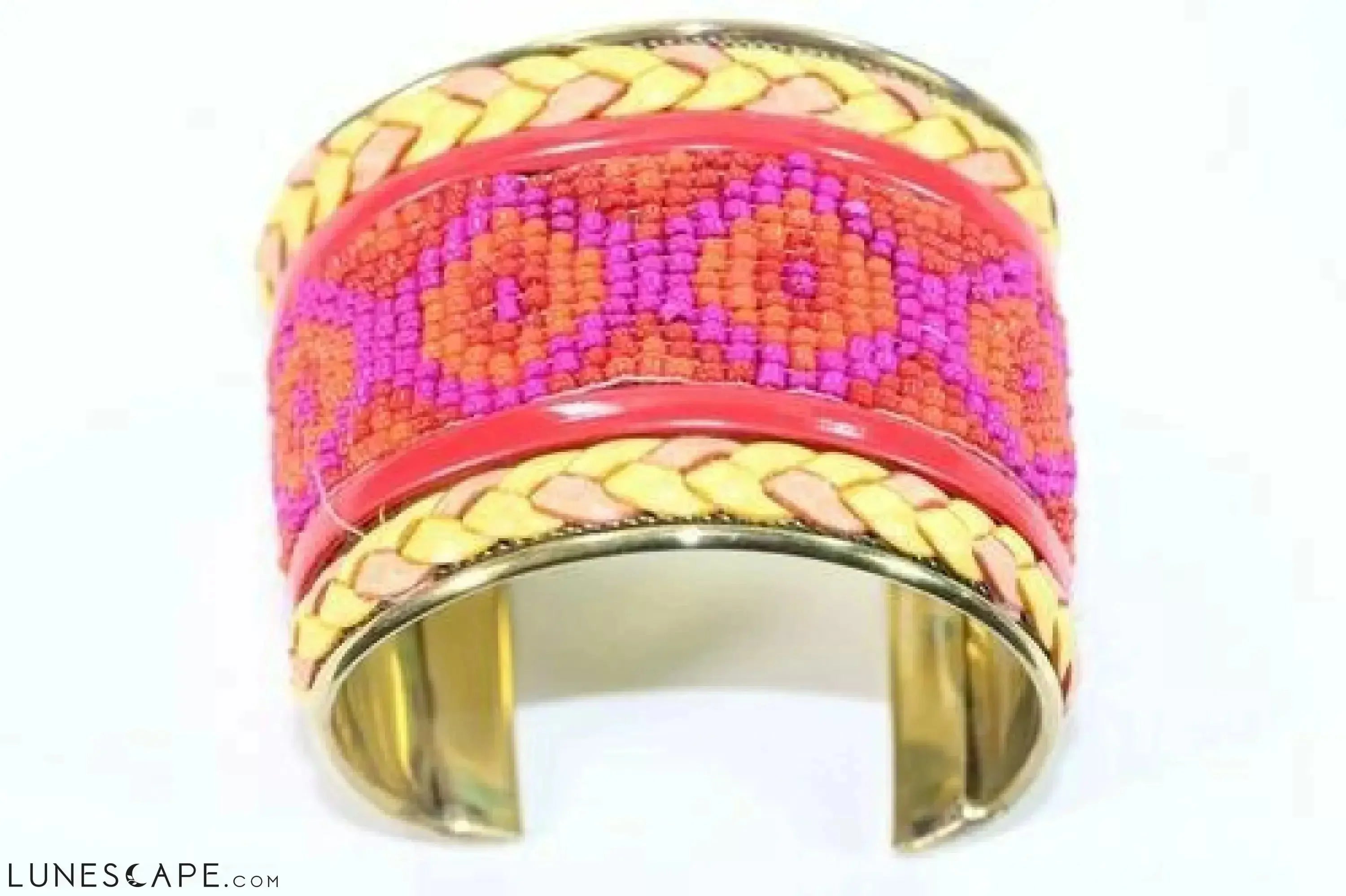 Wide Beaded Cuff - Orange / Blue / Yellow LUNESCAPE